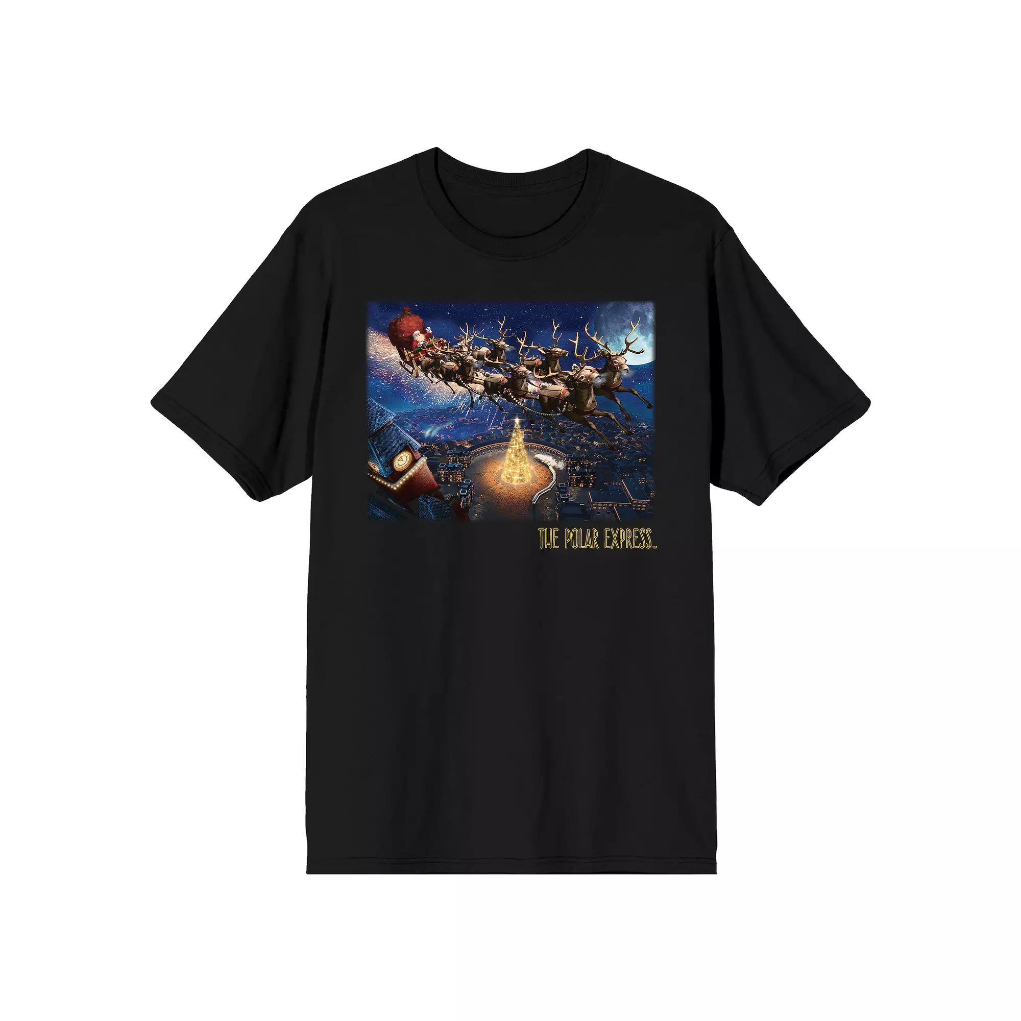 Men's Polar Express Santas Sleigh Tee, Size: Large, Black Product Image