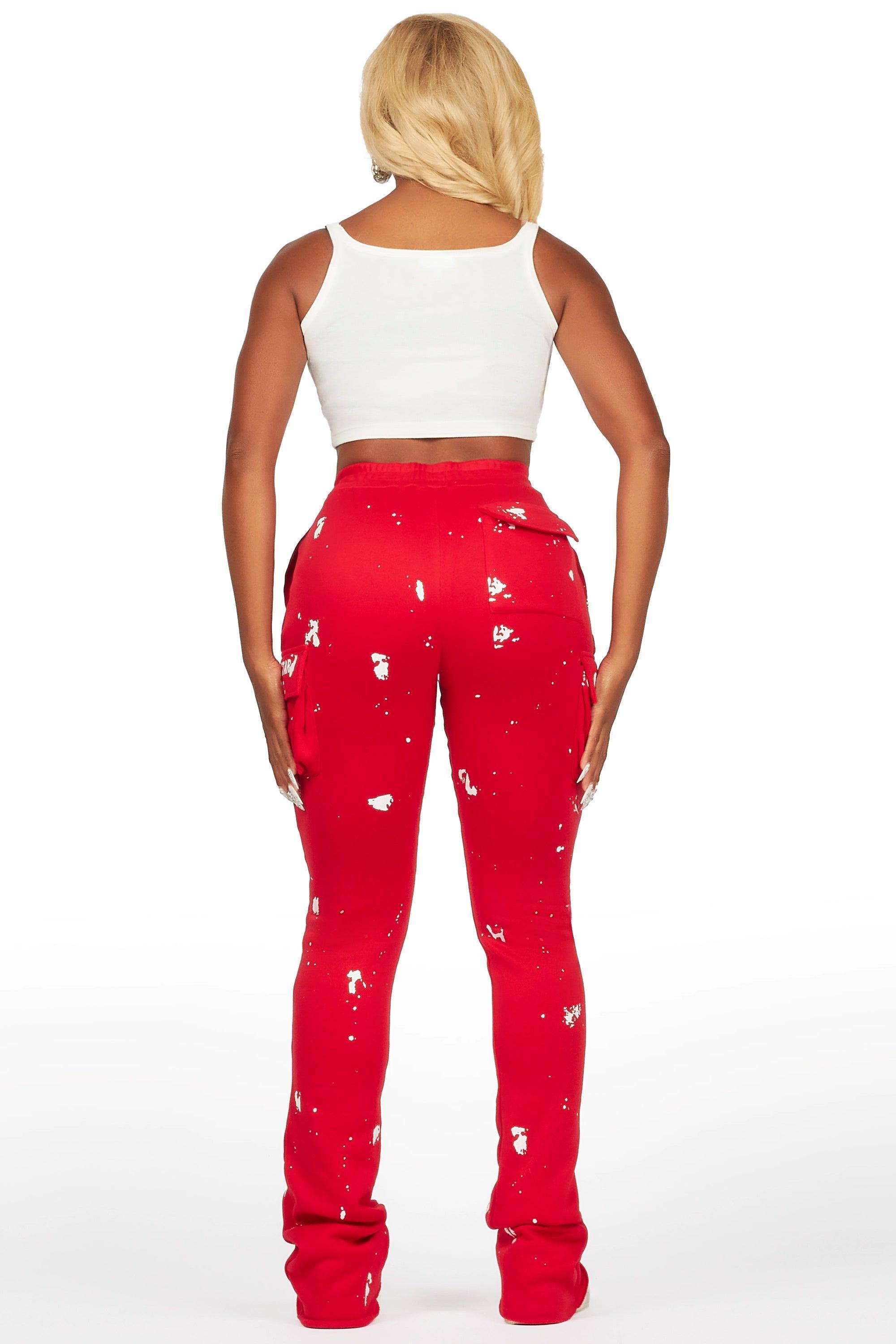 Antonia Red Cargo Stacked Track Pant Female Product Image