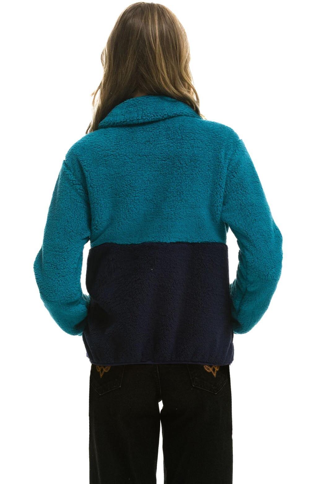 TEDDY APRES HALF ZIP COLOR BLOCK JACKET - CAPRI Female Product Image