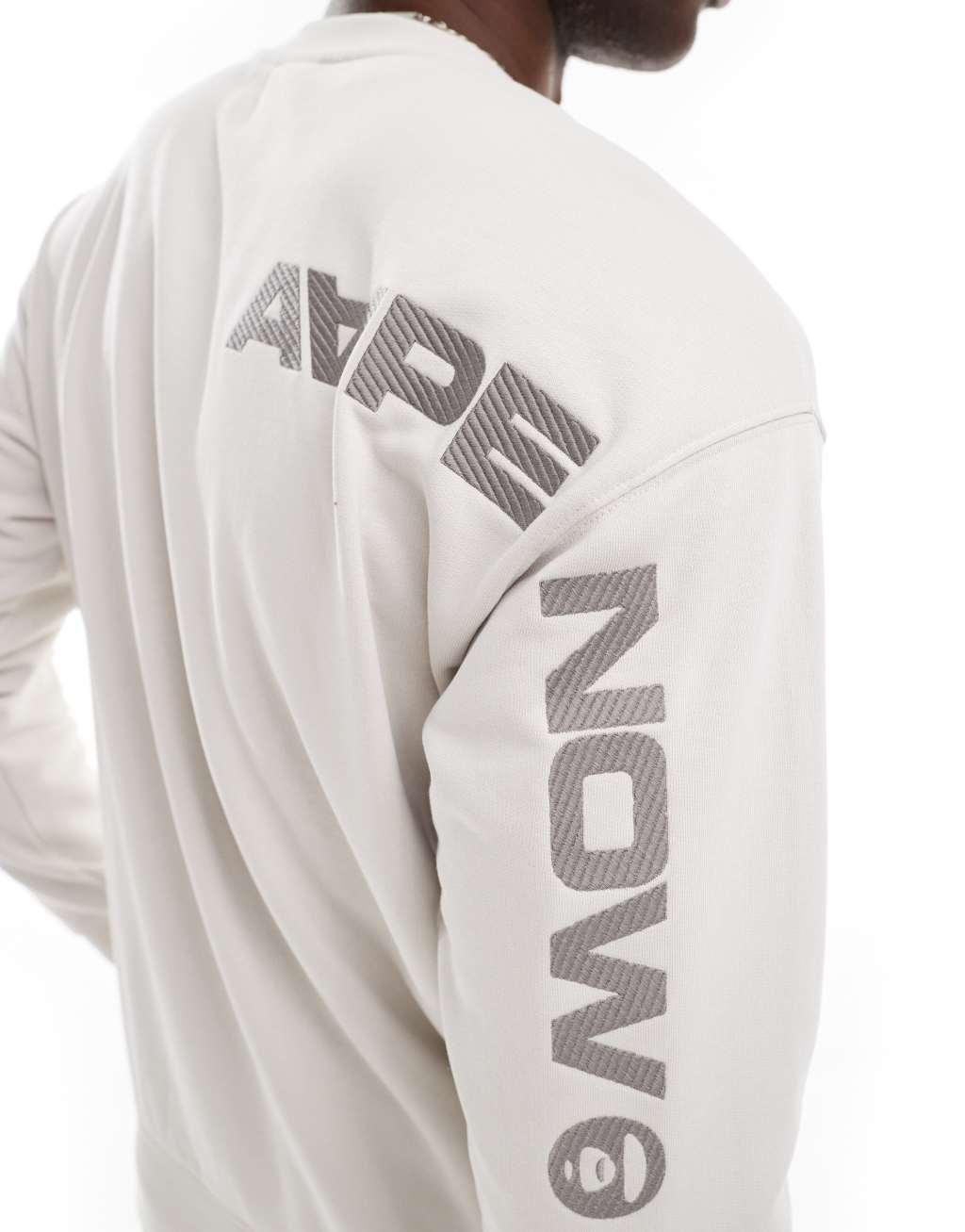 Aape by A Bathing Ape logo knit sweater in gray Product Image