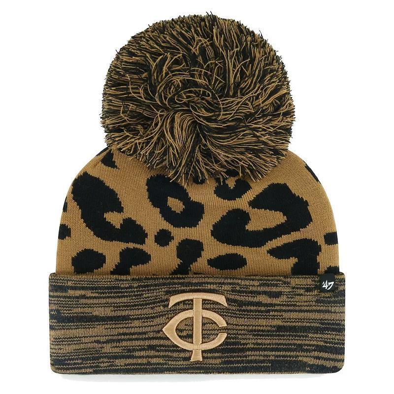 Womens 47 Minnesota Twins Leopard Rosette Cuffed Knit Hat with Pom Product Image