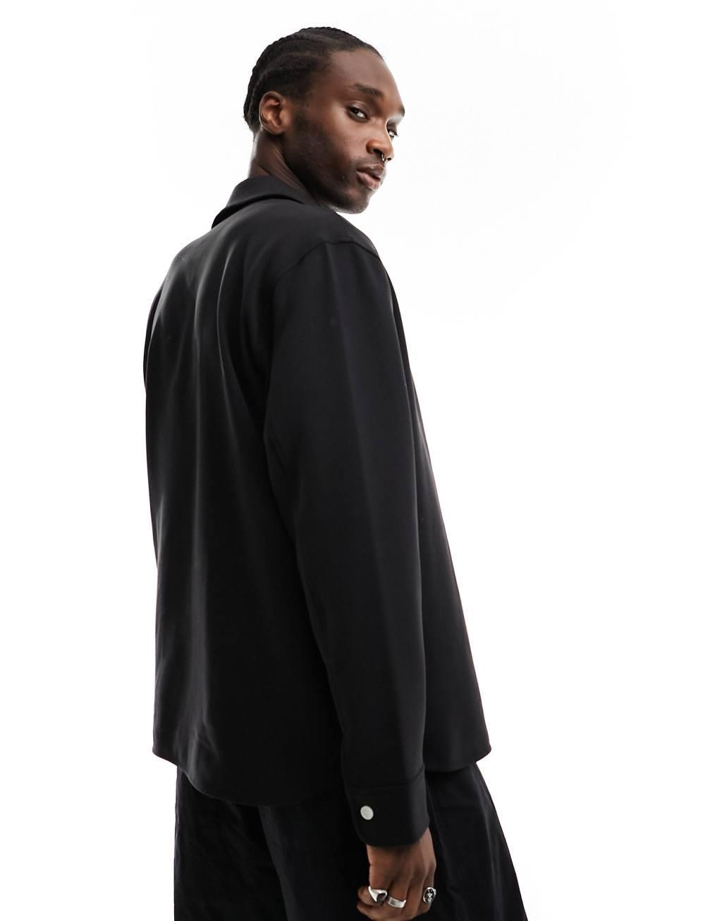 Weekday Curtis relaxed fit overshirt in black Product Image