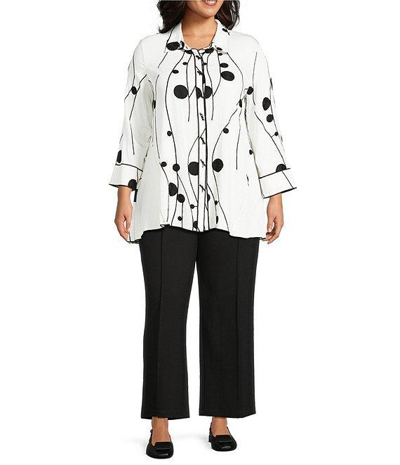 Multiples Plus Size Wide Leg Pintuck Pull-On Cropped Pants Product Image