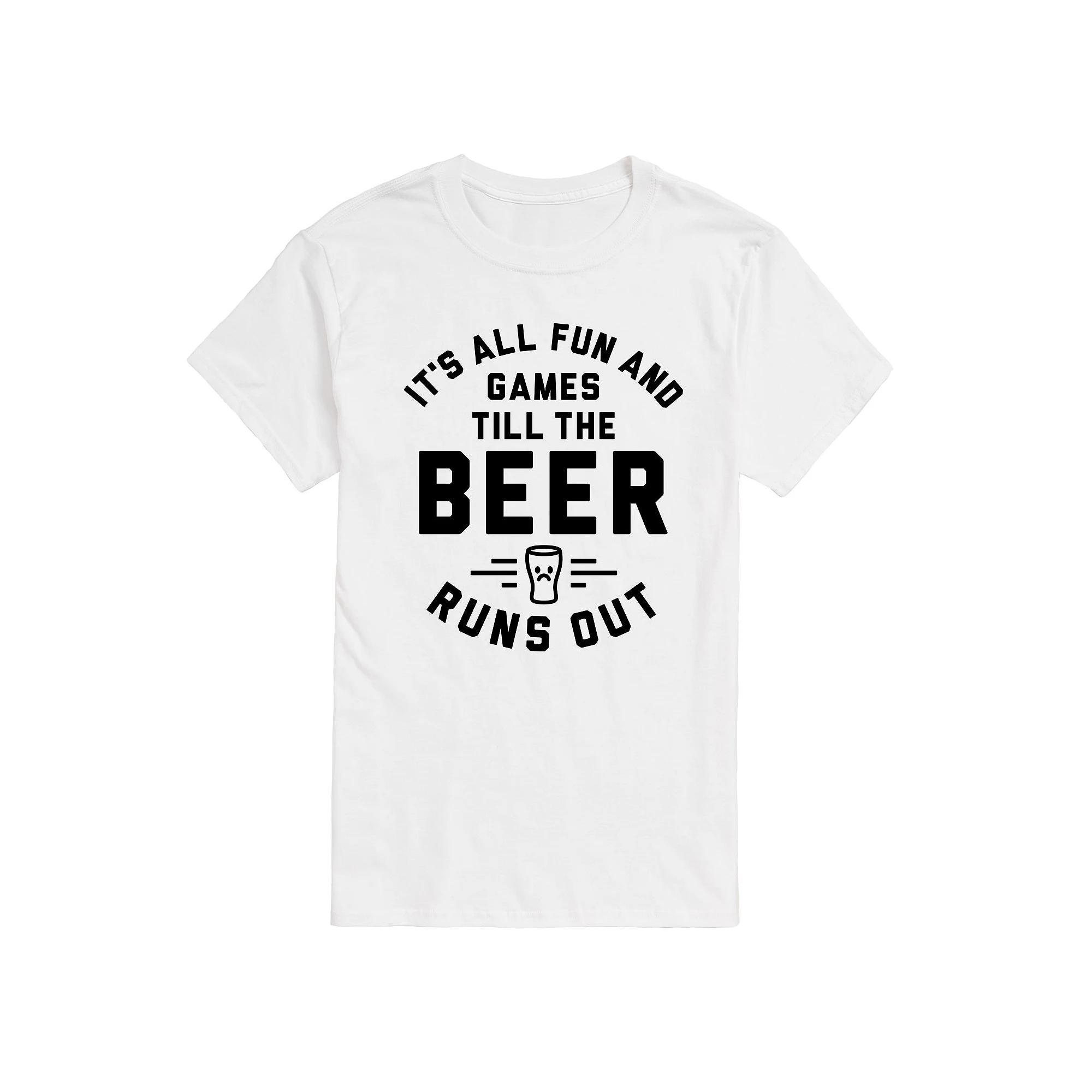 Big & Tall Fun And Games Till The Beer Runs Out Graphic Tee, Men's, Size: 4XL Tall, White Product Image