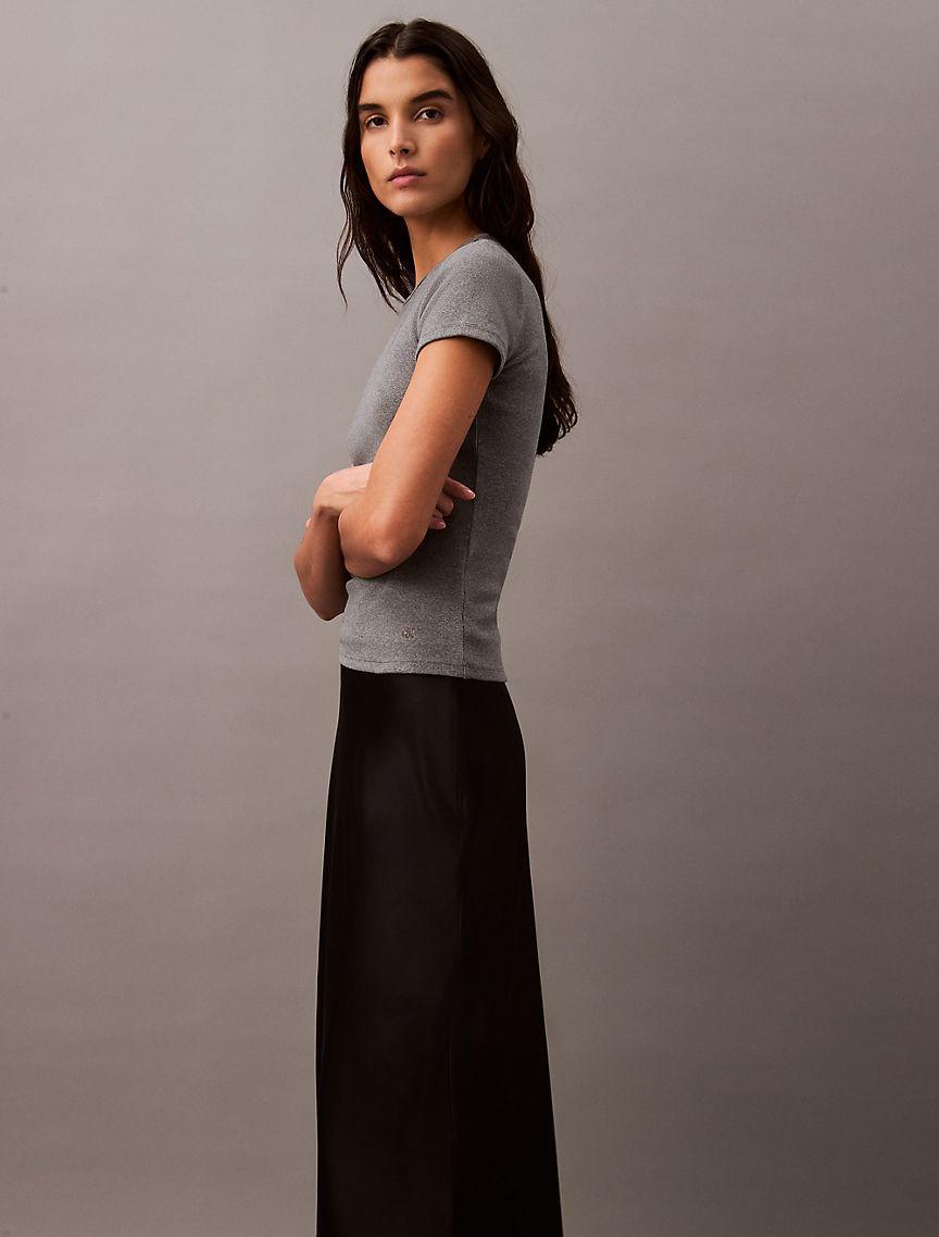 Stretch Satin Midi Skirt Product Image