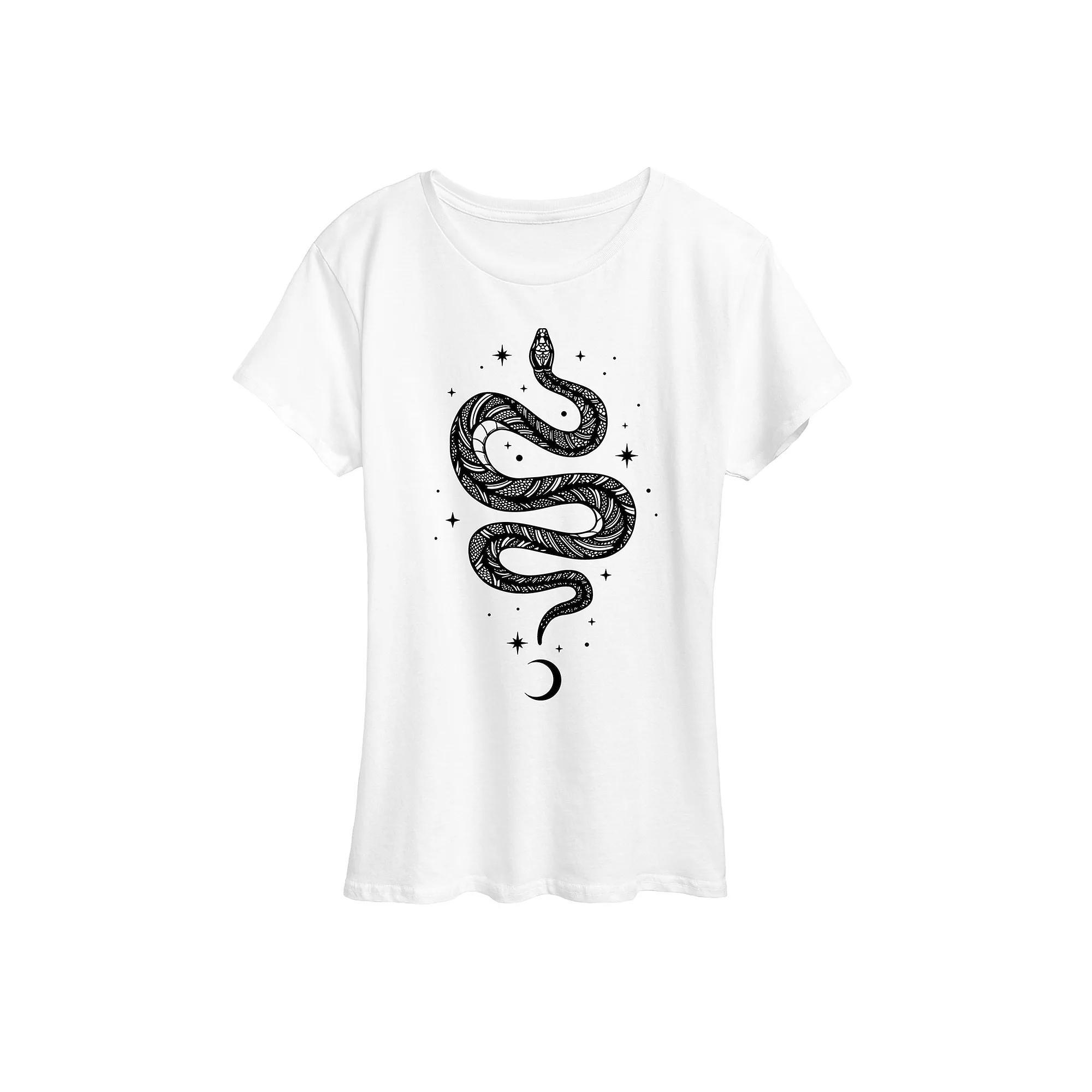 Women's Celestial Snake Graphic Tee, Size: Small, White Product Image