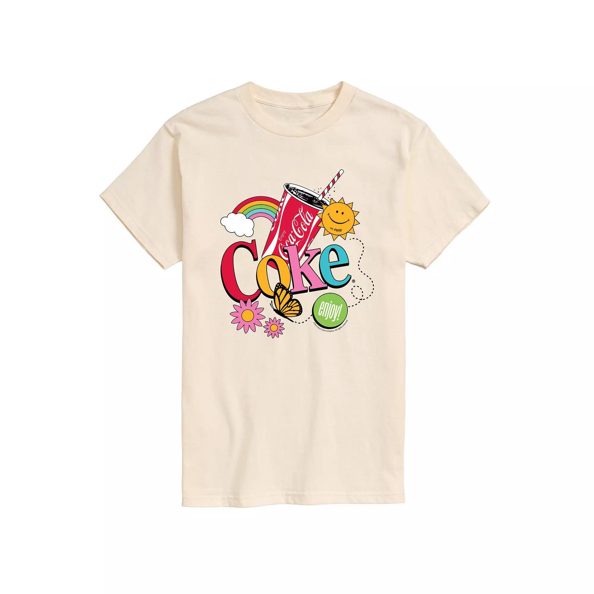 Men's Coke Colorful Collage Graphic Tee, Size: Small, Ivory Product Image