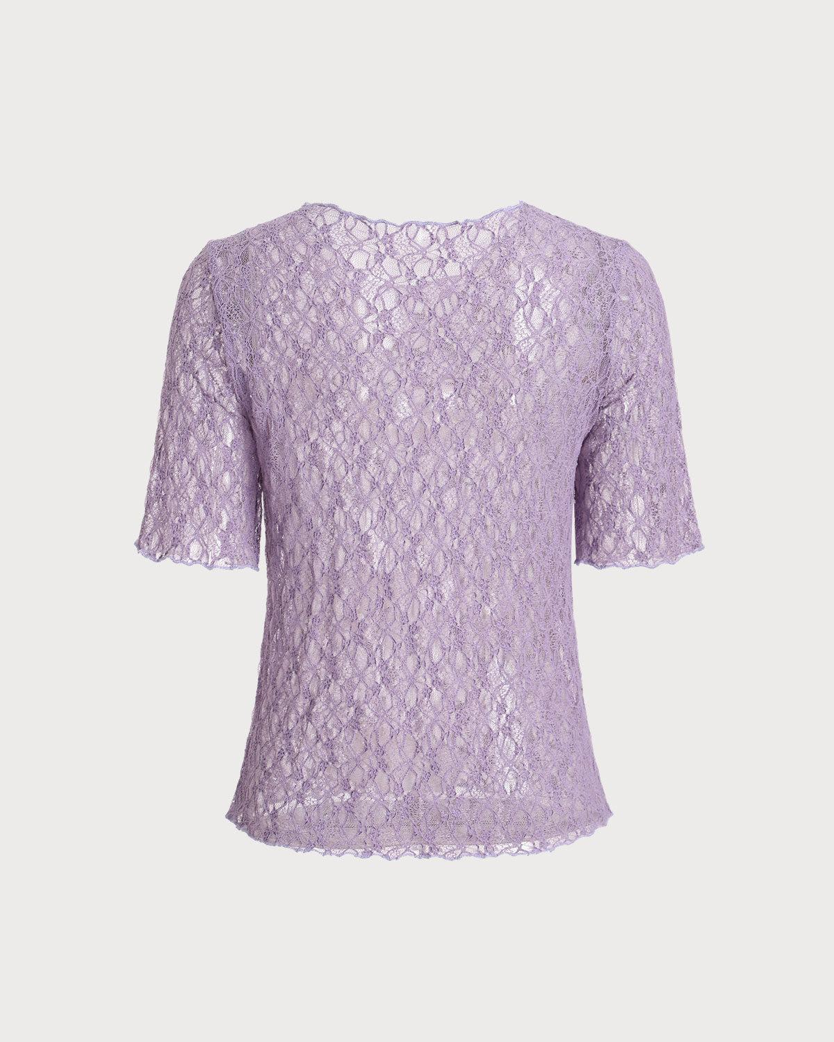 Purple Round Neck Textured Half Sleeve Tee Product Image
