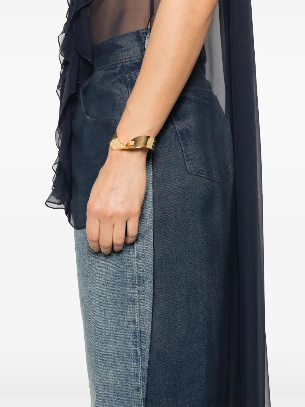 ALBERTA FERRETTI Ruched Chiffon Blouse In Blue Product Image