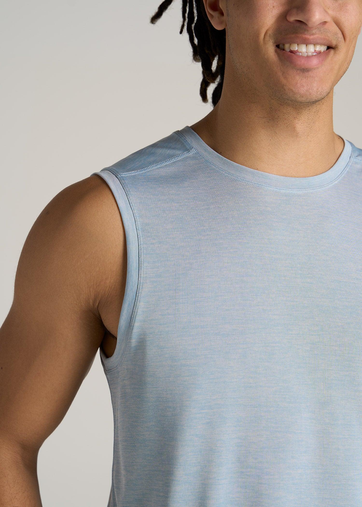 A.T. Performance MODERN-FIT Jersey Tank For Tall Men in Light Blue Mix Product Image