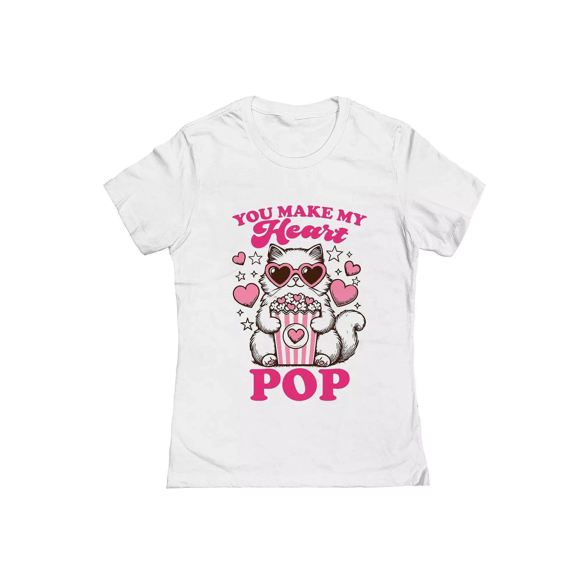 Junior's You Make My Heart Pop Valentine's Day Graphic Tee, Women's,  Product Image