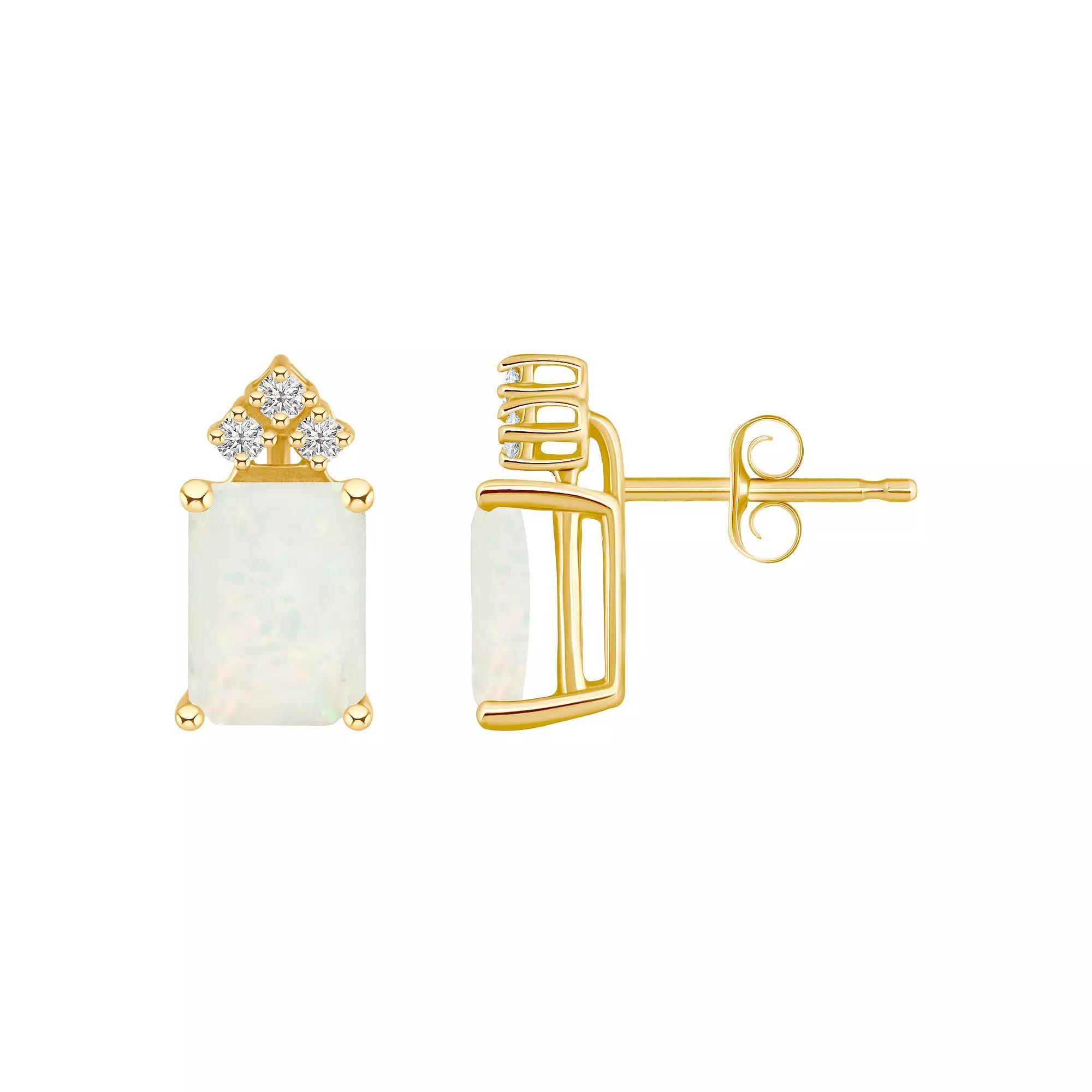 Celebration Gems 14k Gold Gemstone & 1/10 Carat T.W. Diamond Stud Earrings, Women's, Citrine Product Image