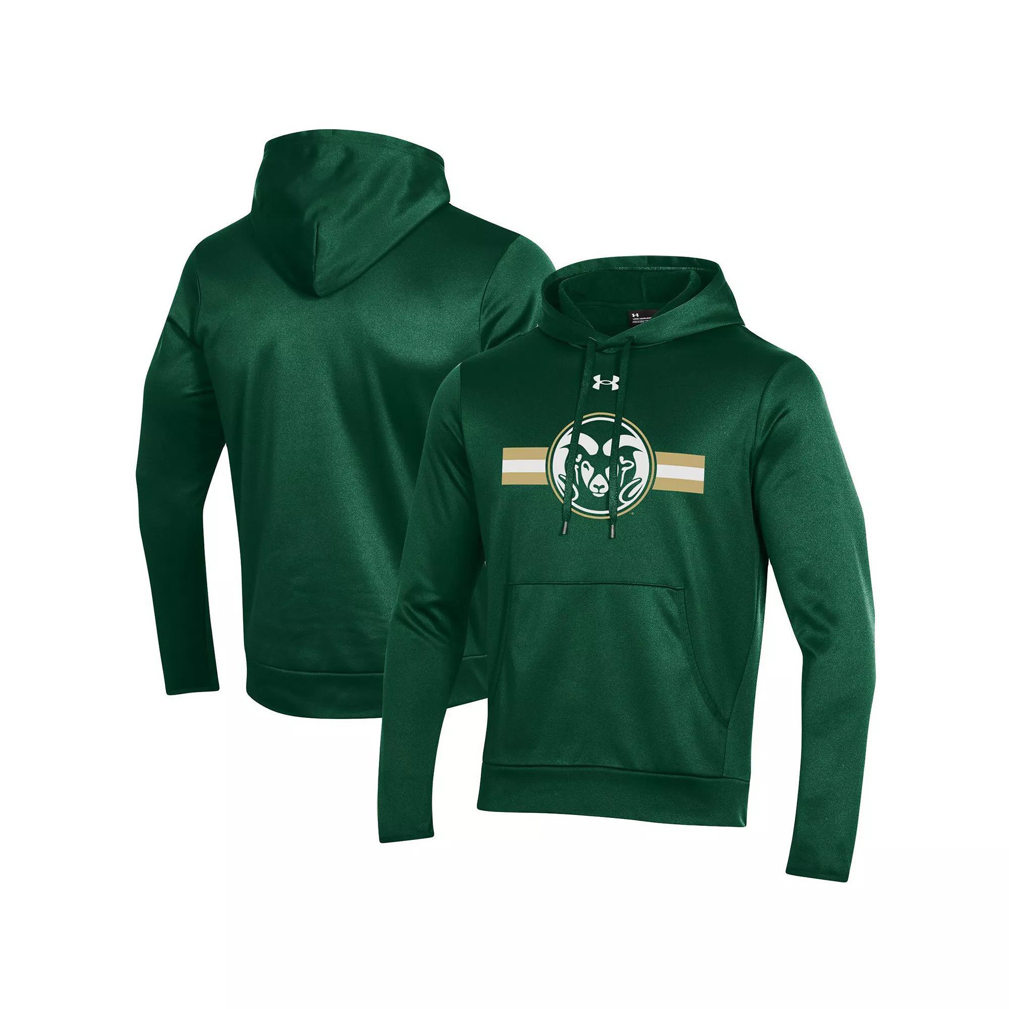 Men's Under Armour Green Colorado State Rams Logo Stripe Fleece Pullover Hoodie, Size: 2XL Product Image