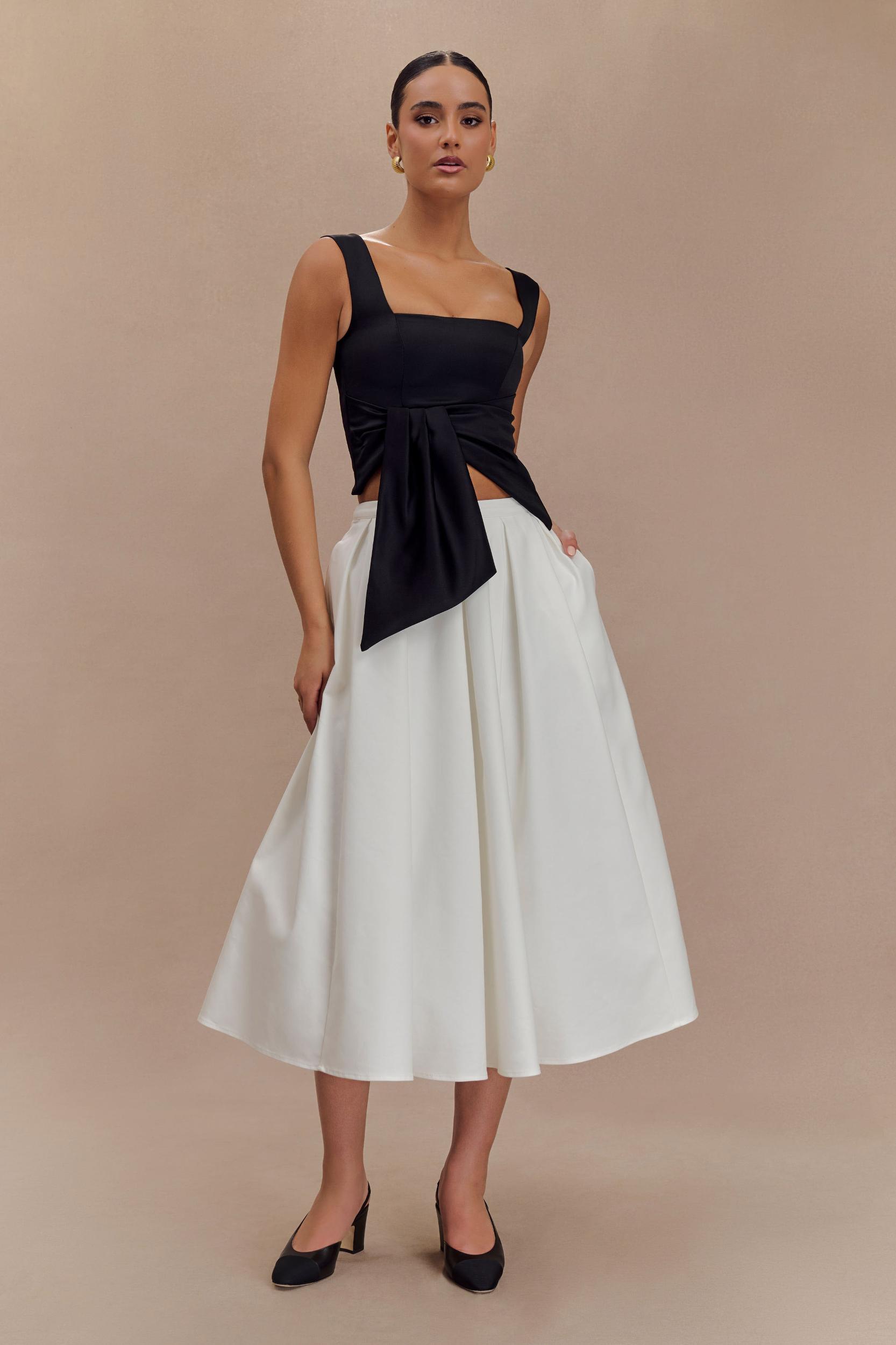 Bryony Satin Structured Sleeveless Top - Black Product Image