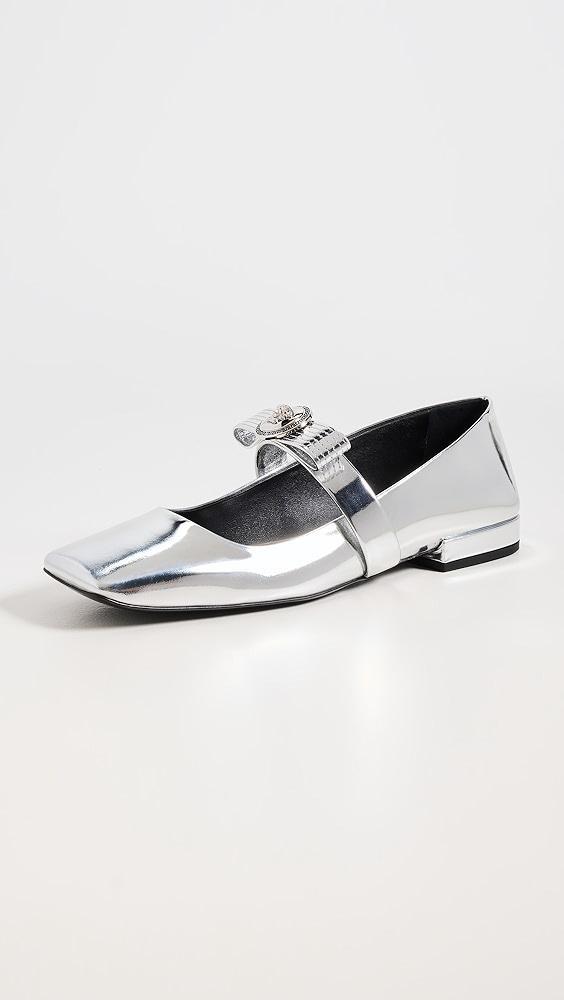 Versace Gianni Ribbon Metallic Balleriana Flats | Shopbop Product Image