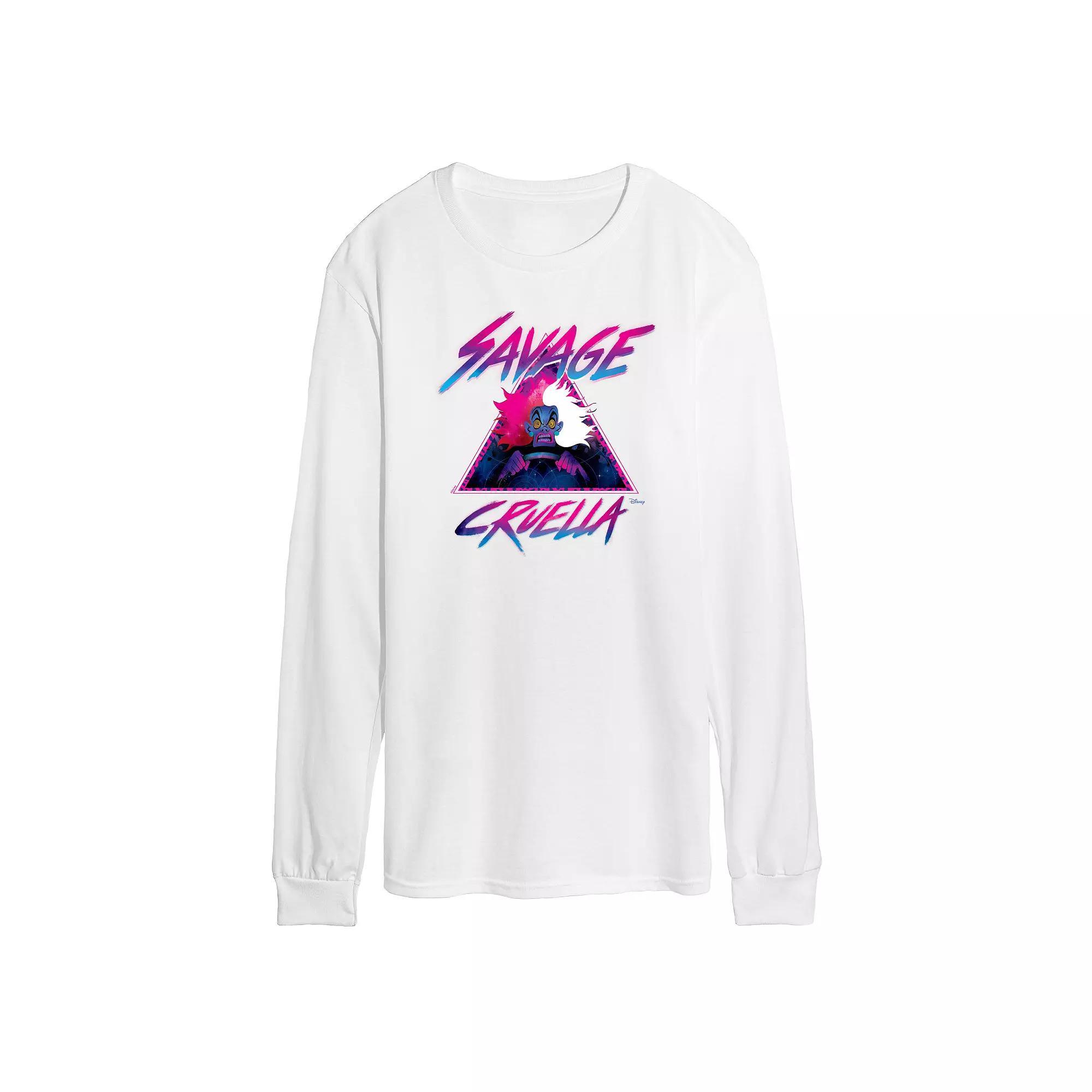 Disney Villains 101 Dalmatians Cruella Deville Men's Savage Long Sleeve Graphic Tee,  Product Image