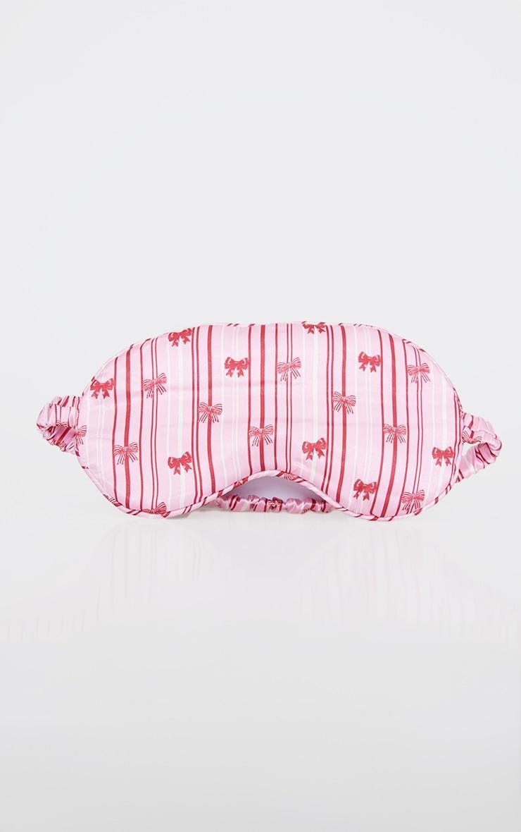 Pink Bow Print Satin Eye Mask Product Image