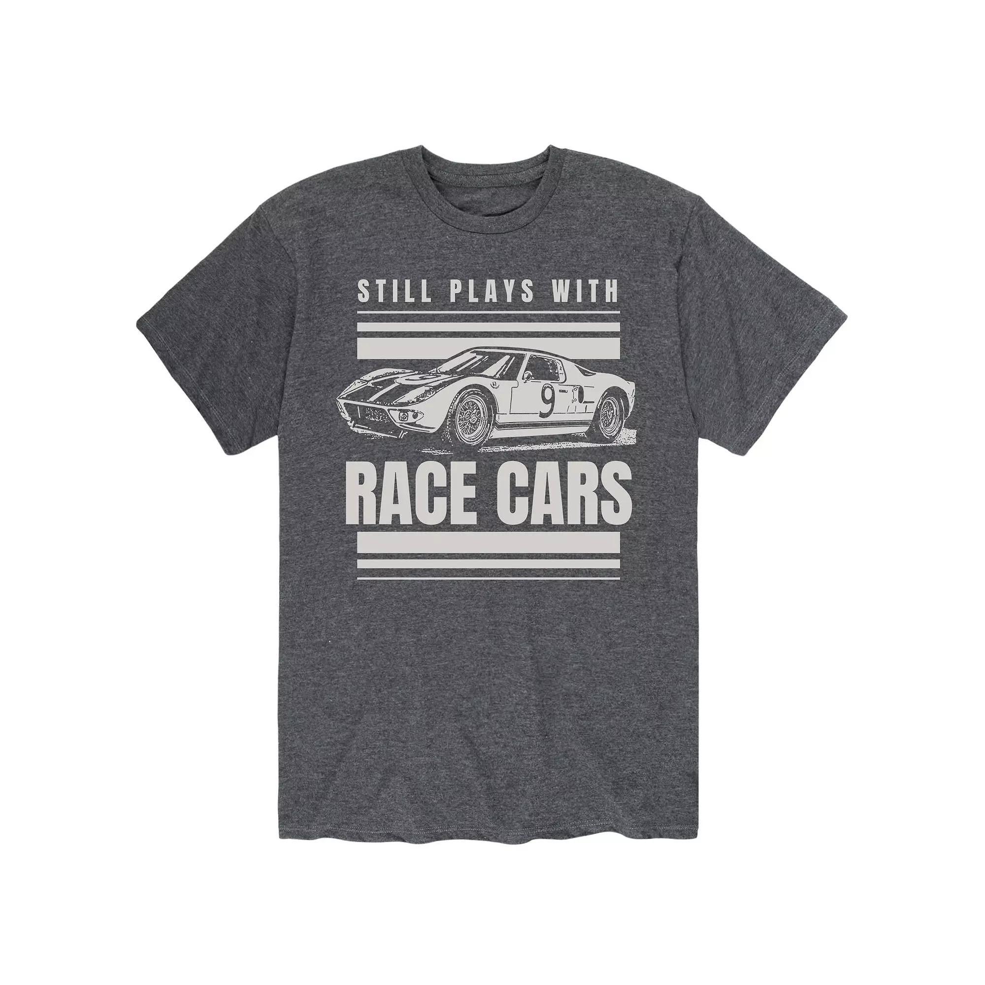 Men's Still Plays With Race Cars Tee, Size: Small, Gray Product Image