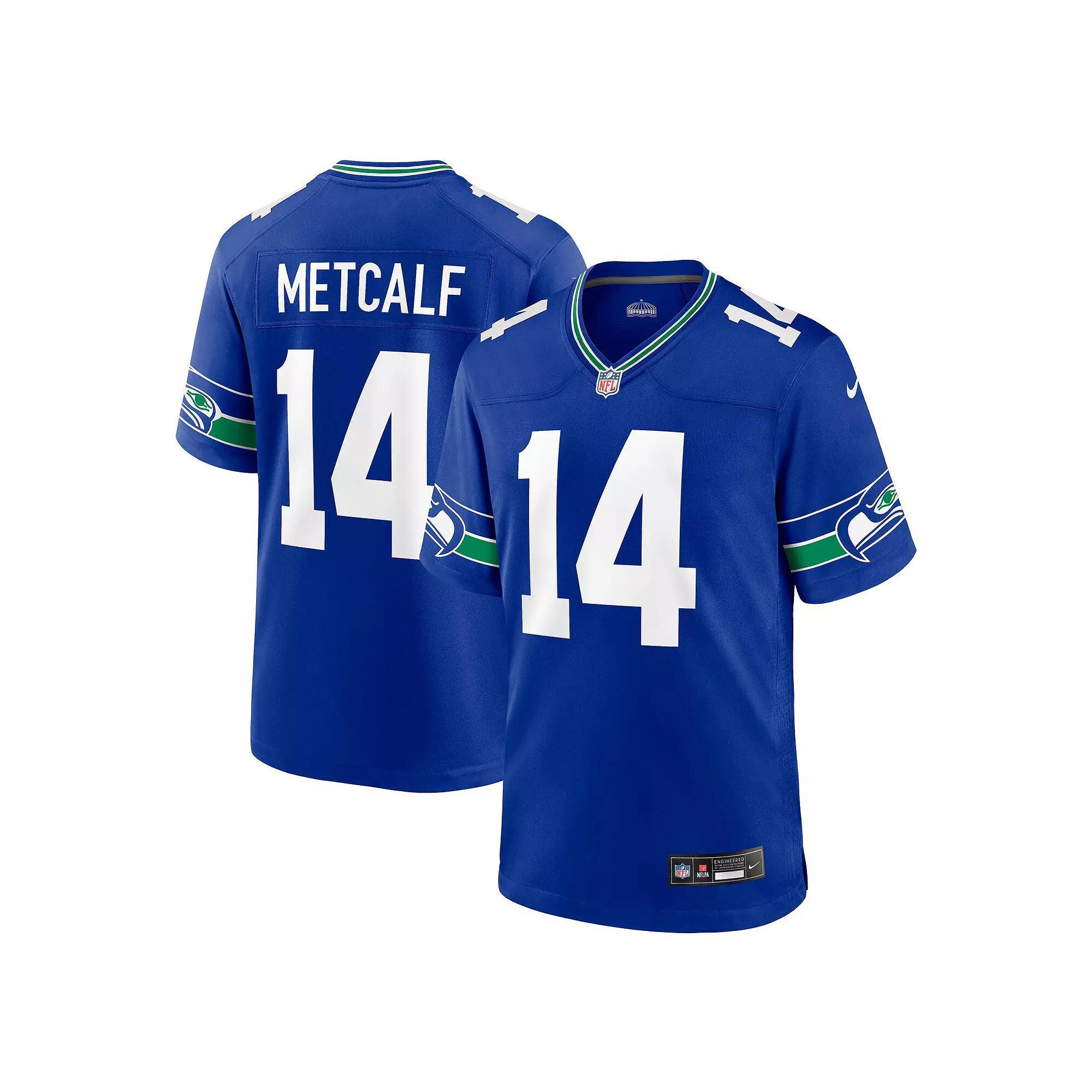 Men's Nike DK Metcalf Royal Seattle Seahawks Throwback Player Game Jersey, Size: 2XL, Blue Product Image