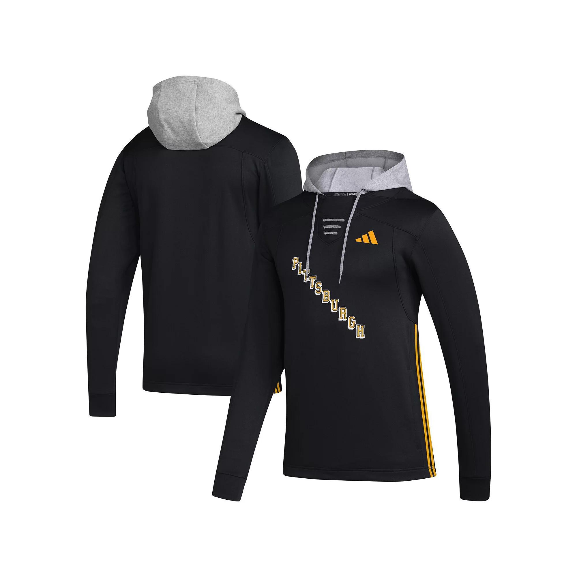 Men's adidas Black Pittsburgh Penguins Refresh Skate Lace AEROREADY Pullover Hoodie, Size: XL Product Image