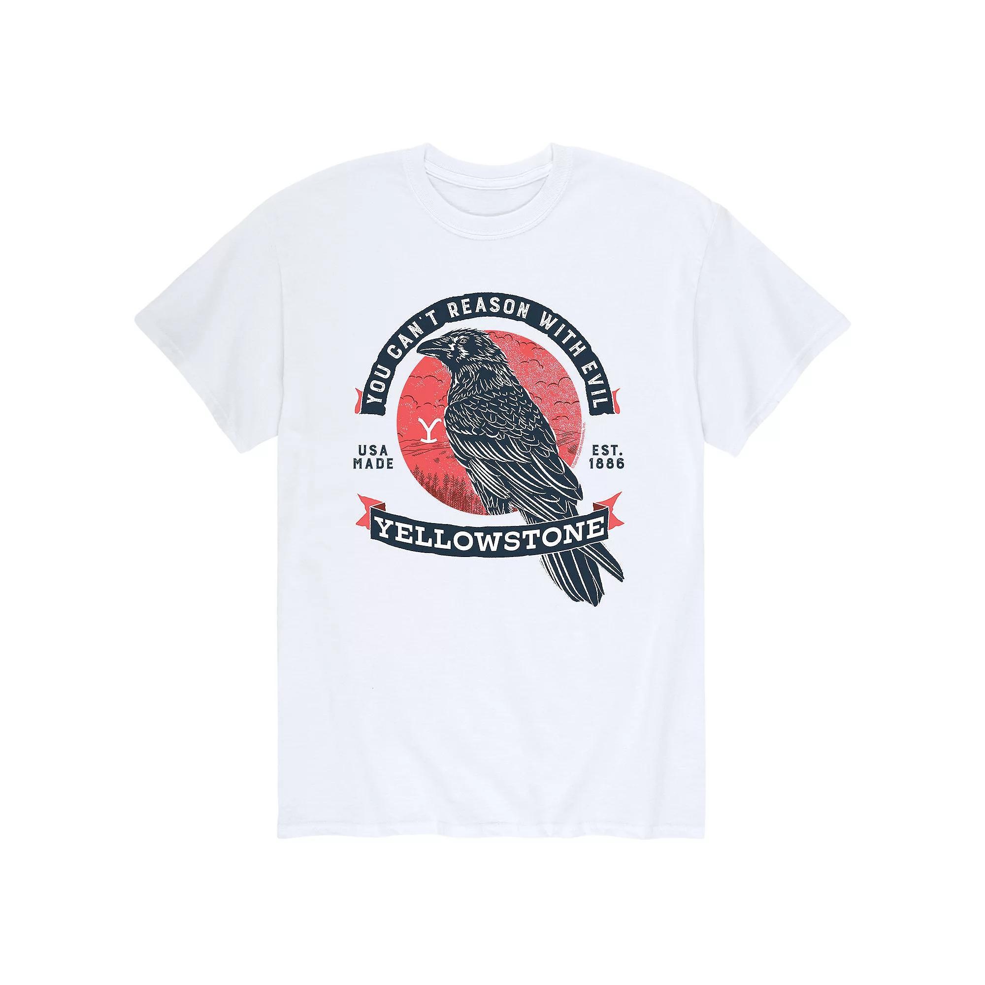 Men's Yellowstone "You Can't Reason With Evil" Crow Tee, Size: Large, White Product Image