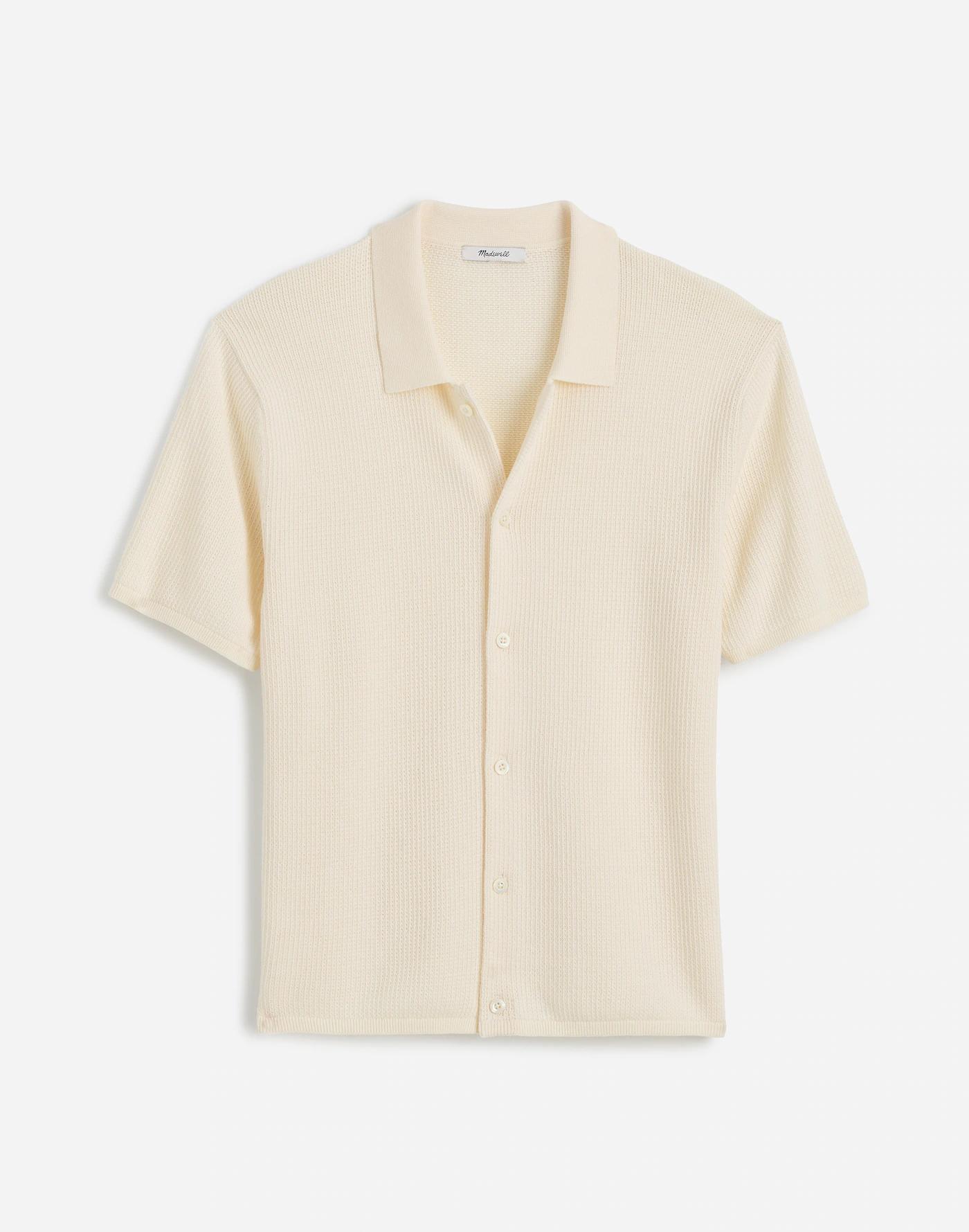 Tuck-Stitch Button-Up Sweater Polo Product Image