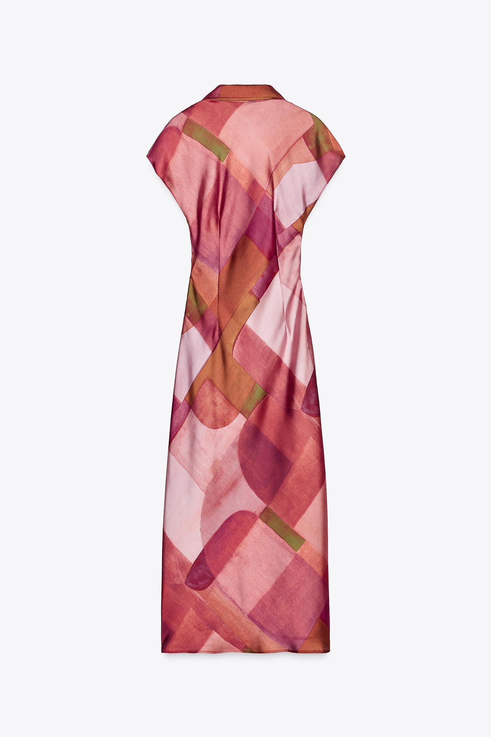 GEOMETRIC PRINT SATIN DRESS Product Image