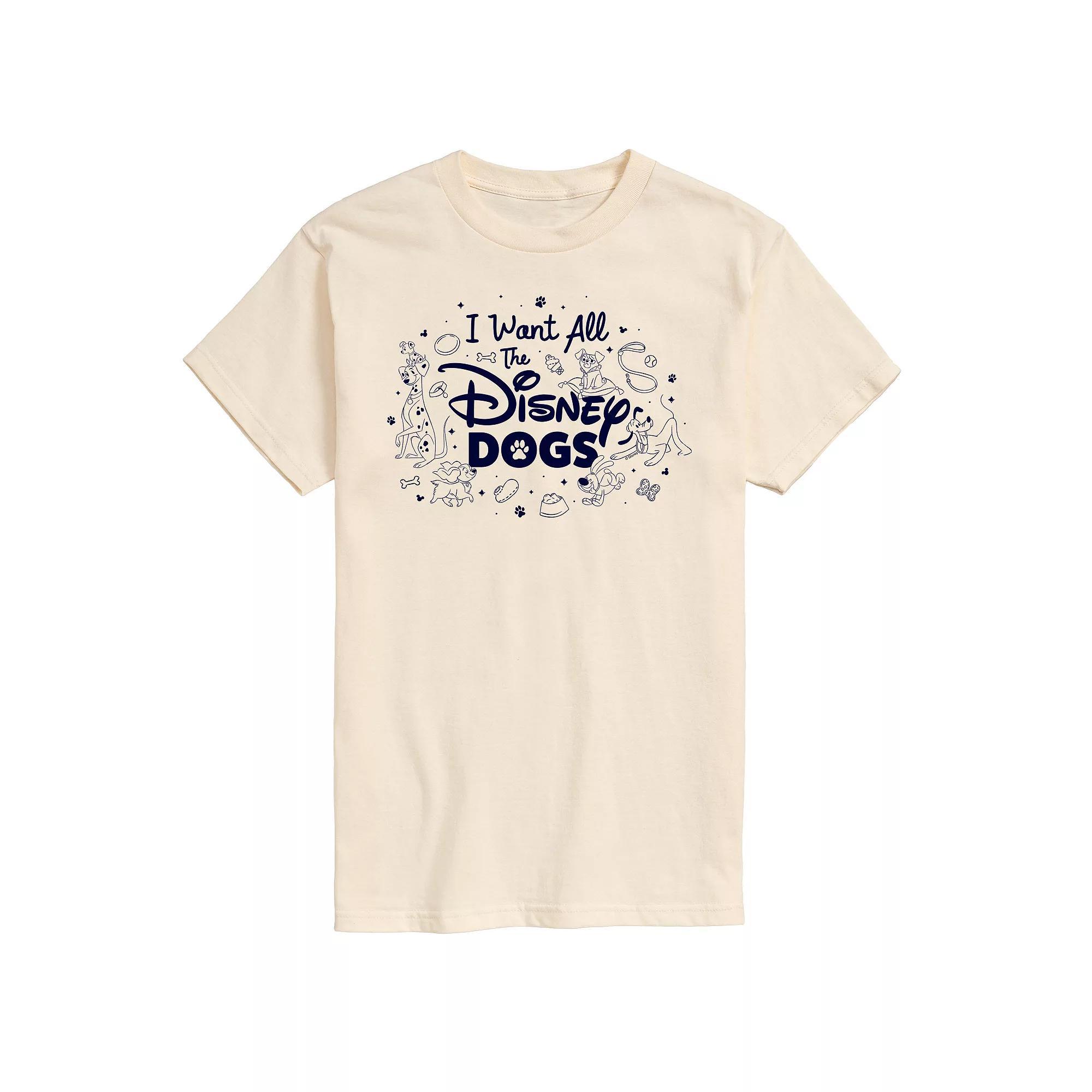 Disney Men's I Want All The Disney Dogs Graphic Tee, Size: XL, Beige Product Image