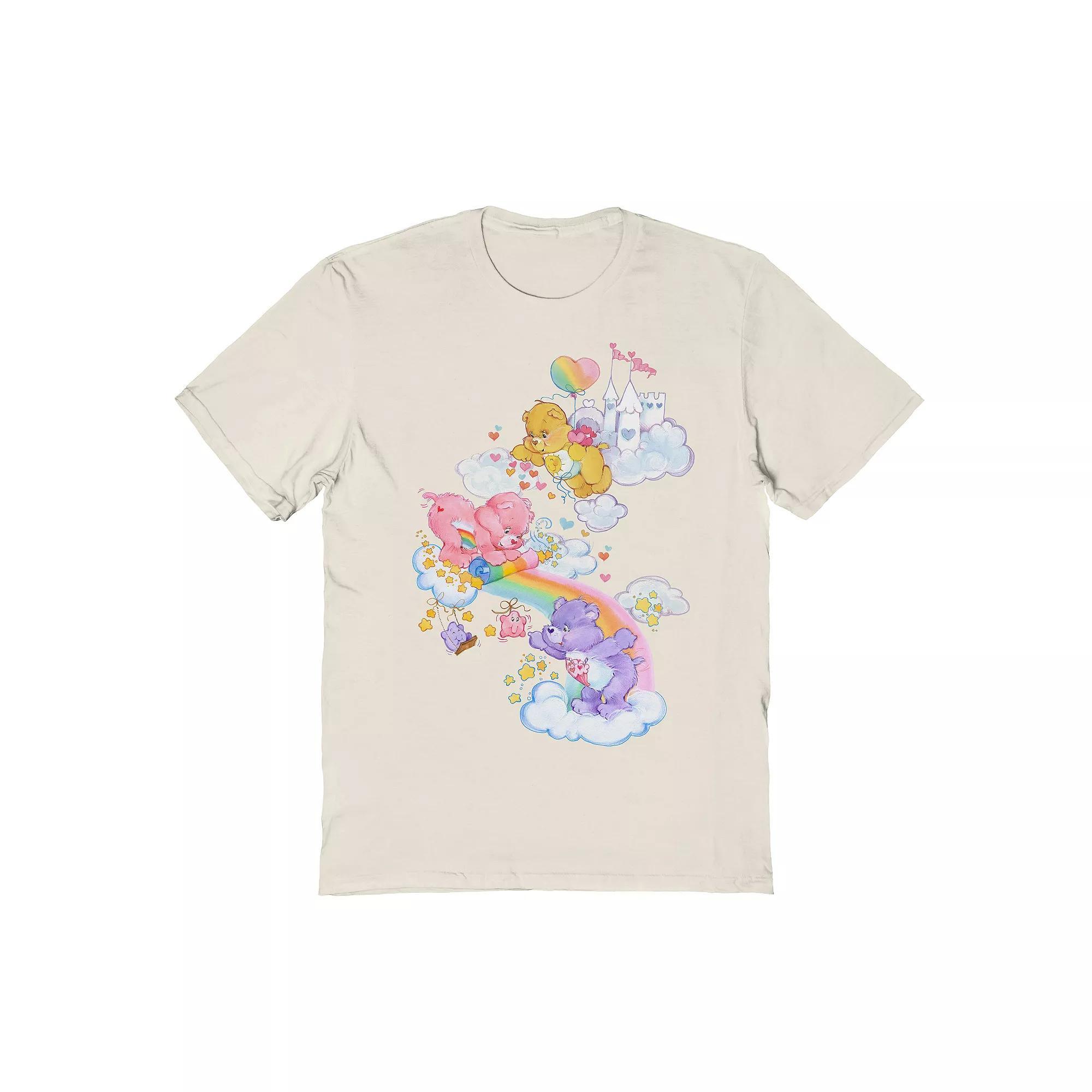 Men's Care Bears Making a Rainbow Graphic Tee, Size: Medium, Natural Product Image