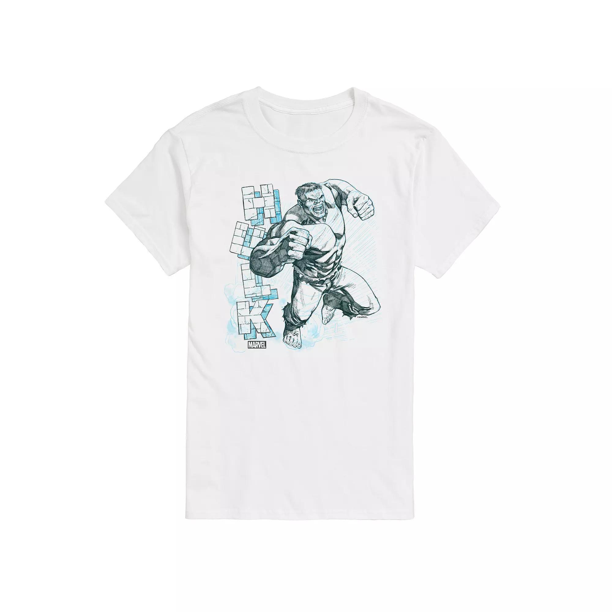 Men's Marvel Hulk Block Sketch Graphic Tee,  Product Image