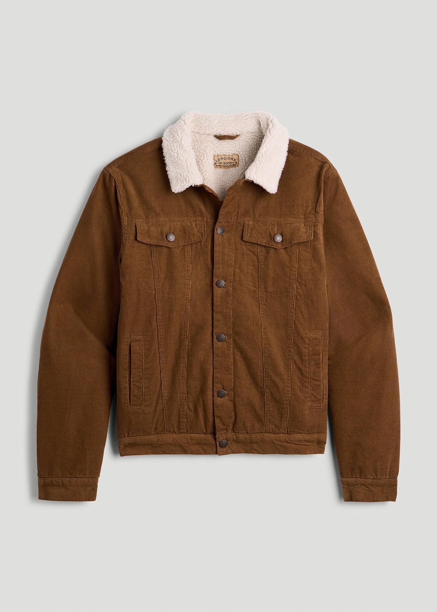 LJ&S Sherpa Corduroy Trucker Jacket for Tall Men in Tan Brown Male Product Image