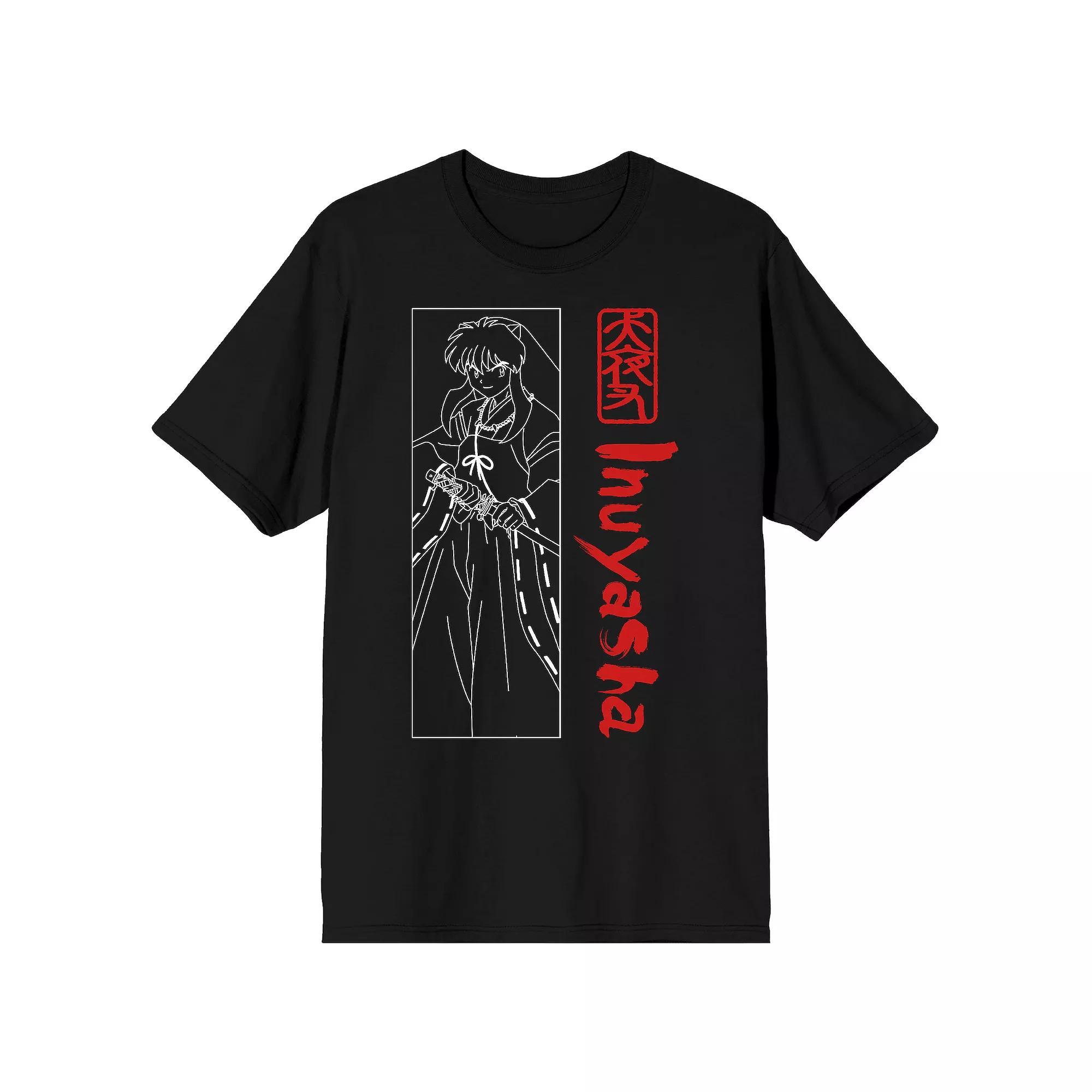 Men's Inuyasha One Color Line Art Graphic Tee, Size: XXL, Black Product Image