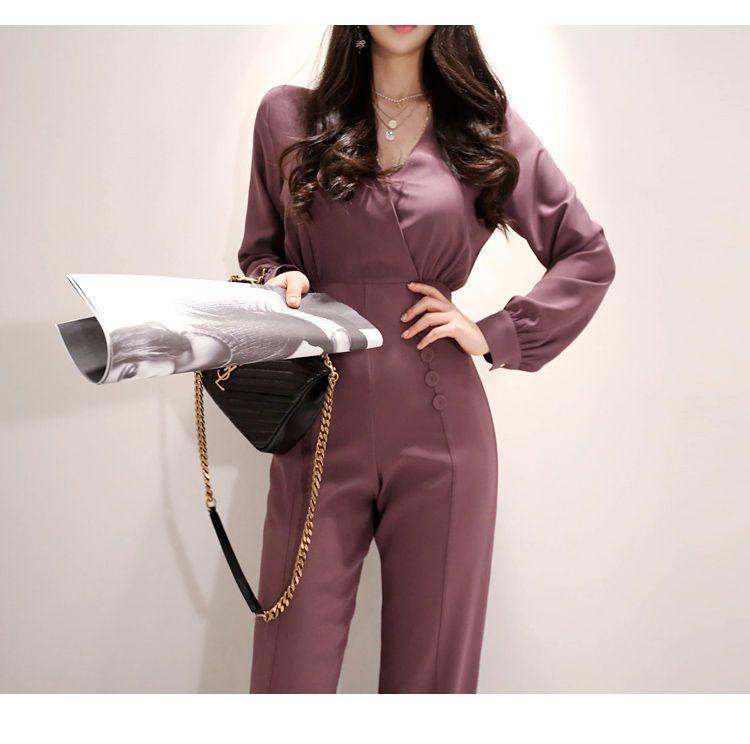 Long-Sleeve Wide-Leg Jumpsuit Product Image