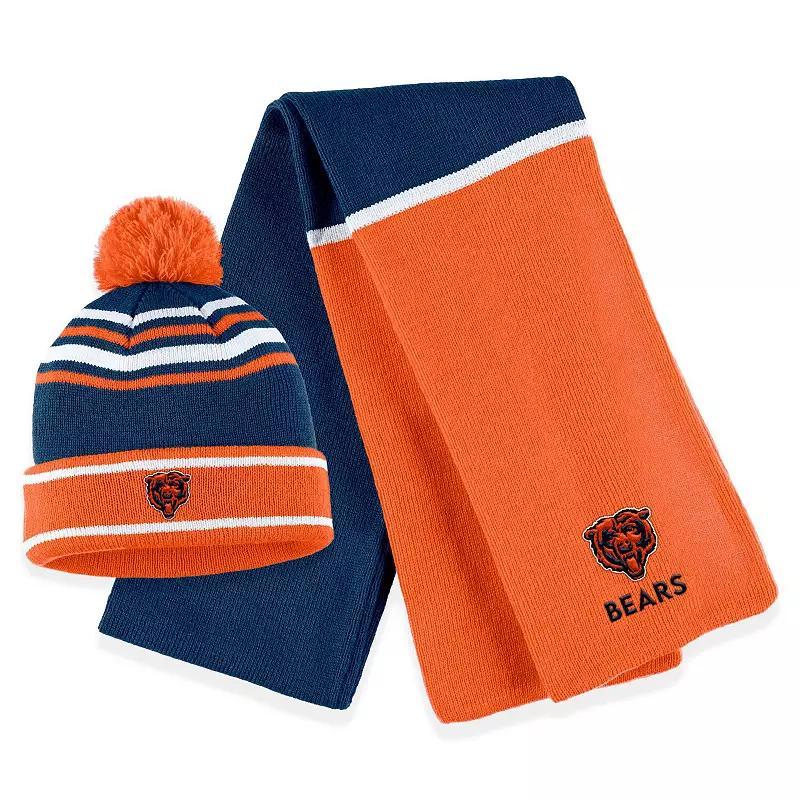 Womens WEAR by Erin Andrews Chicago Bears Colorblock Cuffed Knit Hat with Pom and Scarf Set Product Image