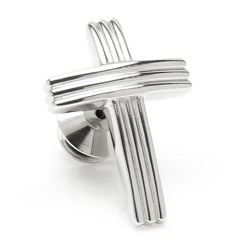 Mens Stainless Steel Cross Lapel Pin Product Image