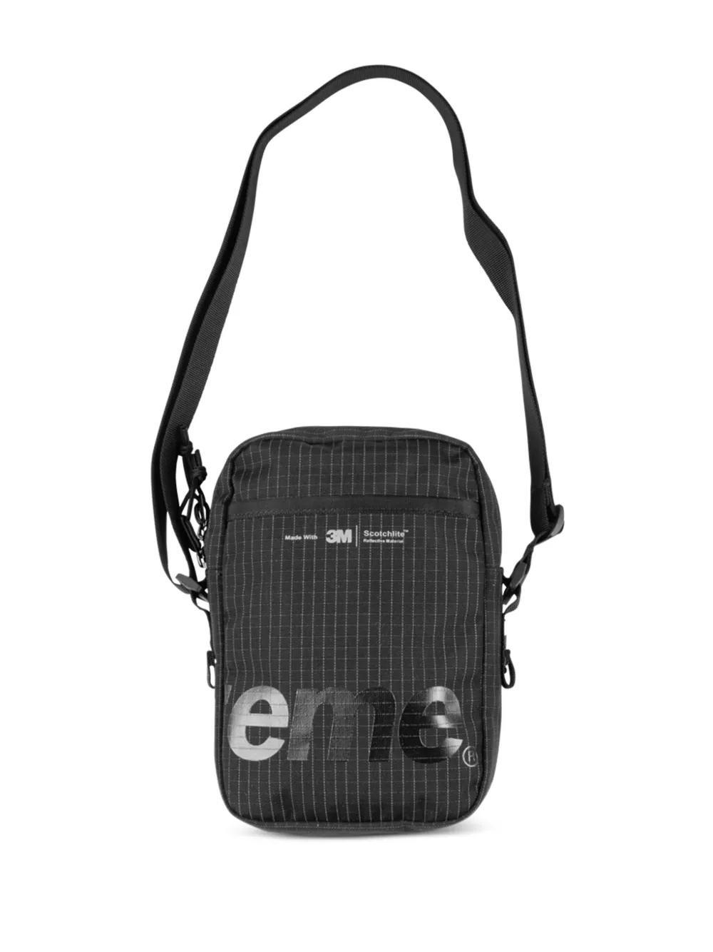 logo-print grid-pattern shoulder bag Product Image