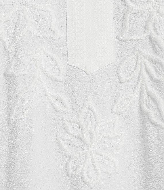John Mark Mixed Eyelet Y-Neck 3/4 Sleeve Top Product Image