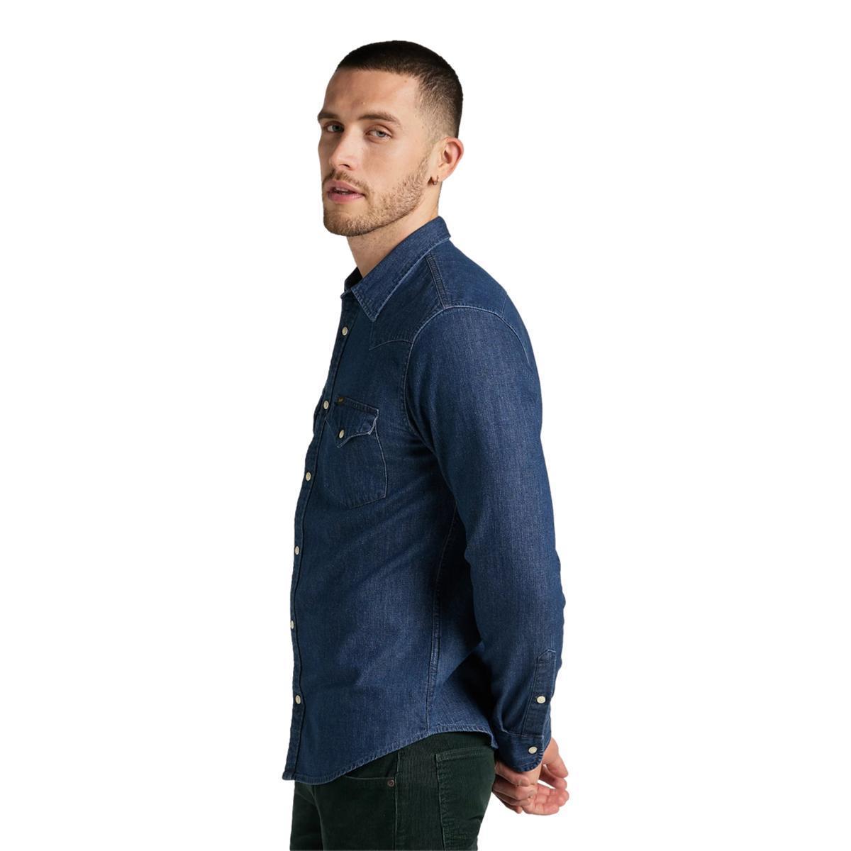 Western Denim Shirt Mid Stone Product Image