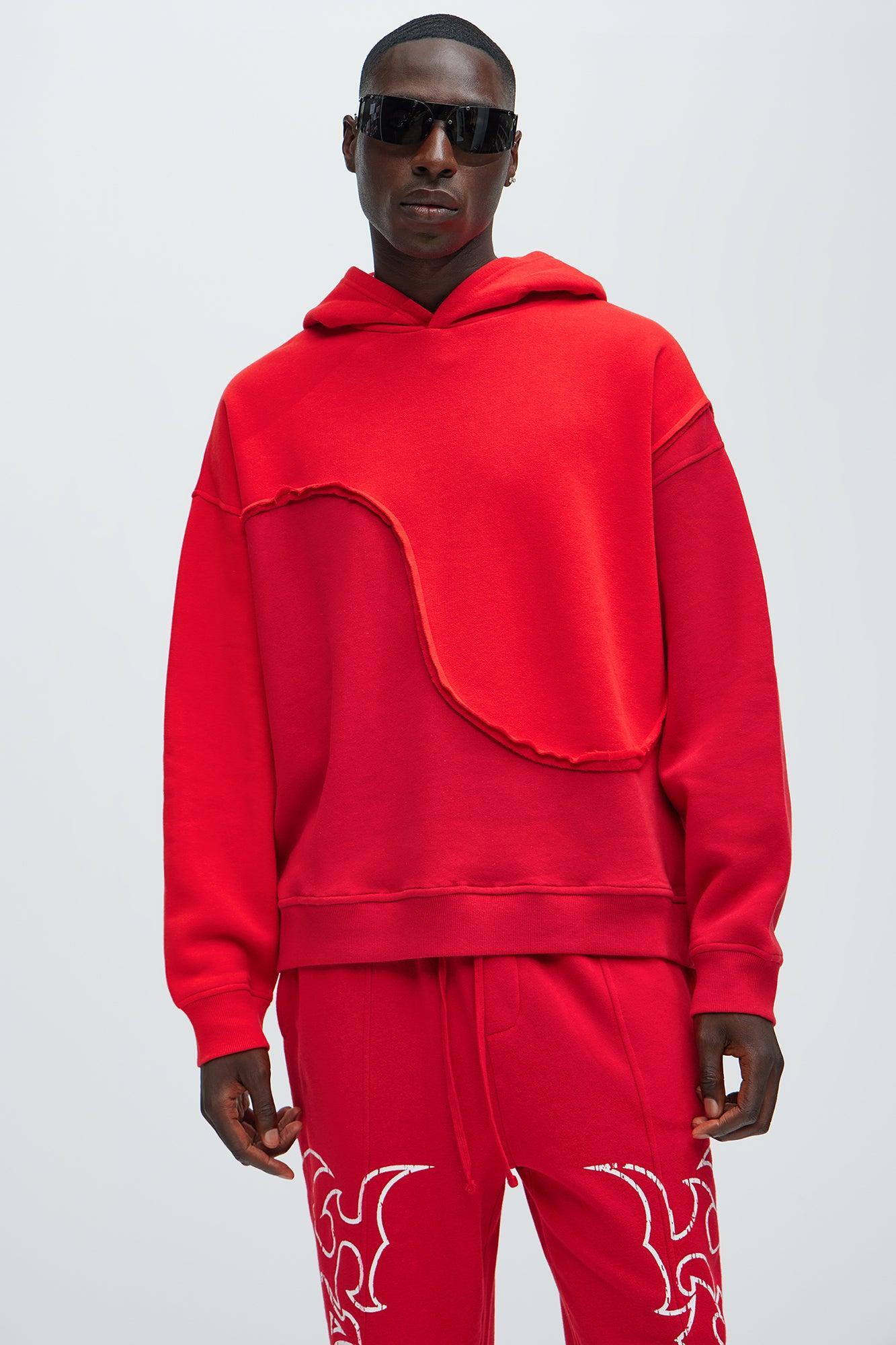 Tyson Oversized Swirl Hoodie - Red/combo Product Image