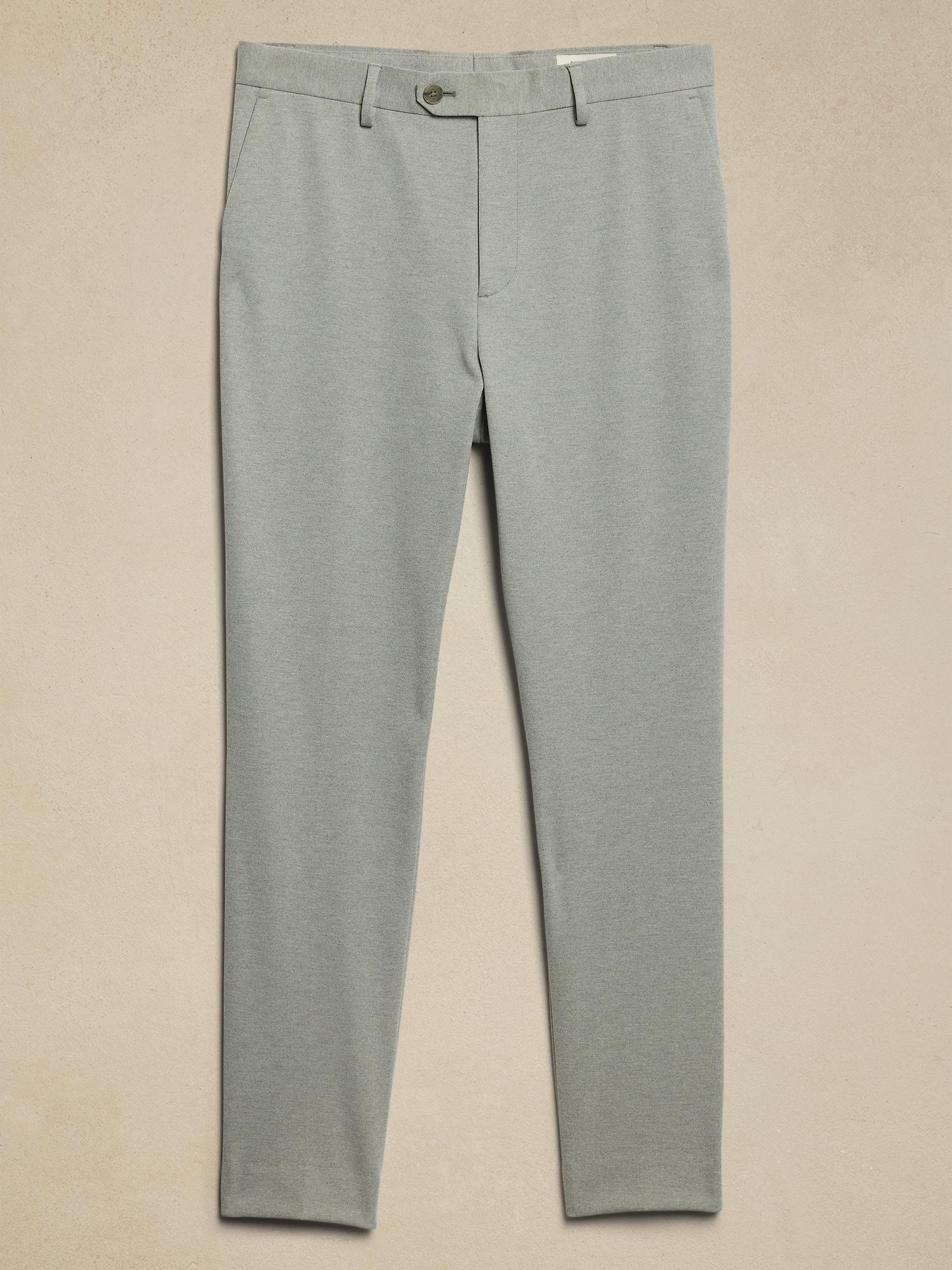 Tailored-Fit Light Gray Knit Suit Trouser Product Image