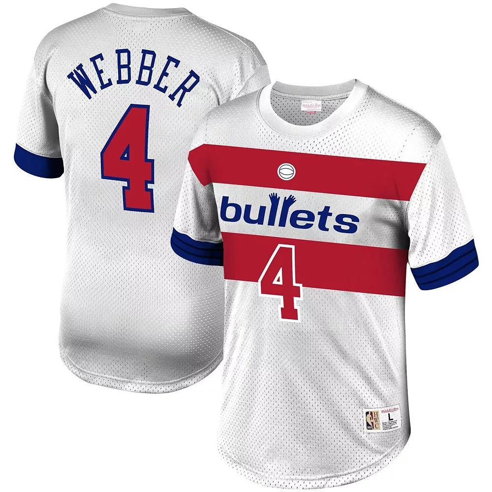 Men's Mitchell & Ness Chris Webber White Washington Bullets Mesh T-Shirt, Size: Medium, Nba White Product Image