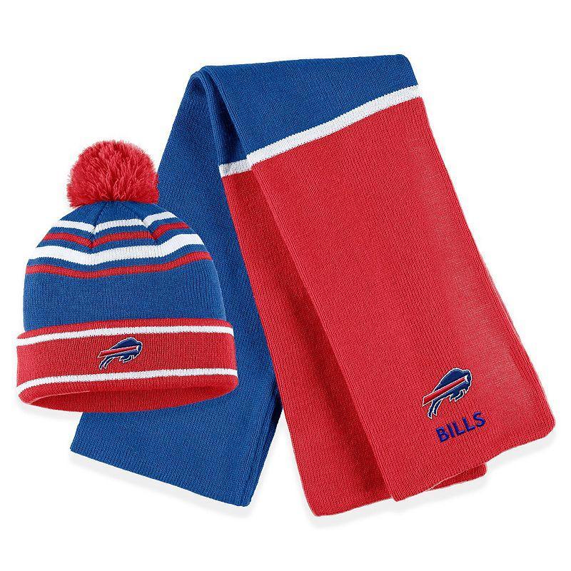 Womens WEAR by Erin Andrews Royal Buffalo Bills Colorblock Cuffed Knit Hat with Pom and Scarf Set Product Image