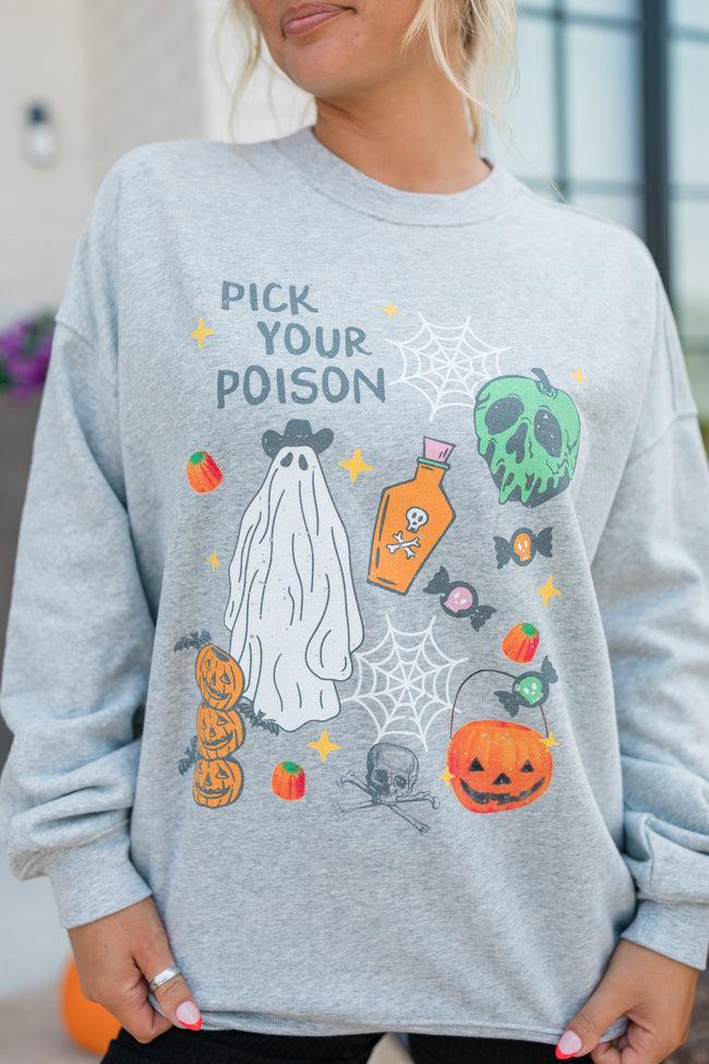 Pick Your Poison Light Grey Oversized Graphic Sweatshirt Product Image