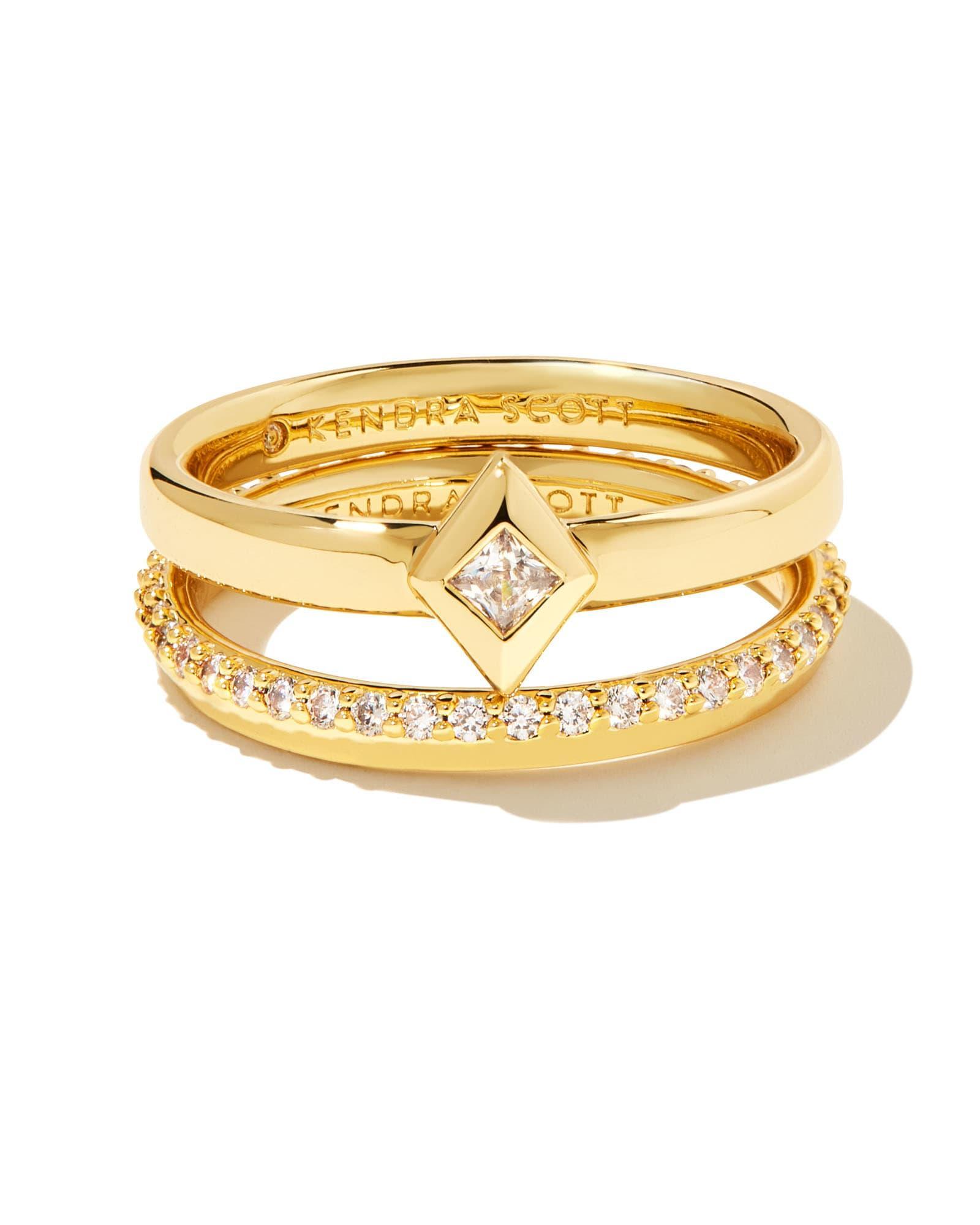 Kinsley Gold Ring Set in White Crystal Product Image