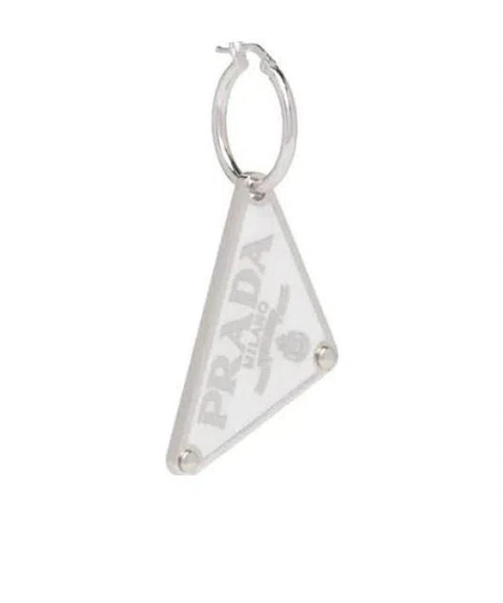 PRADA Symbole Pendant Left Earring In White Product Image