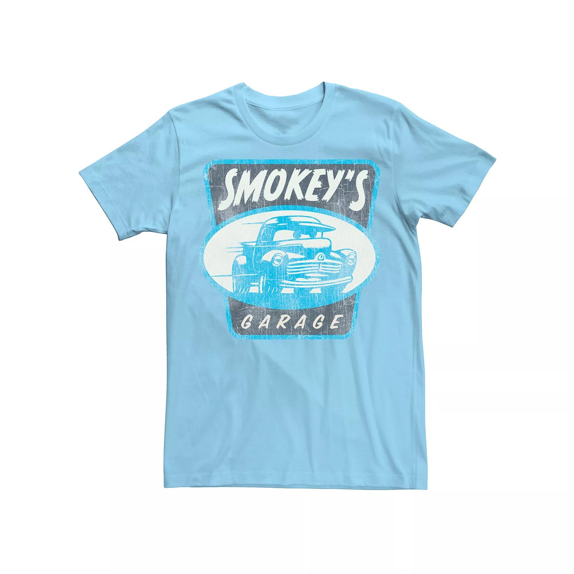 Disney / Pixar's Car's Men's Grungy Vintage Smokey's Garage Tee, Size: Medium, Light Blue Product Image