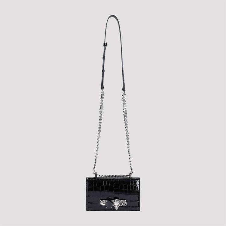 ALEXANDER MCQUEEN Mini Jewelled Satchel Black Calf Leather Shoulder Bag Product Image