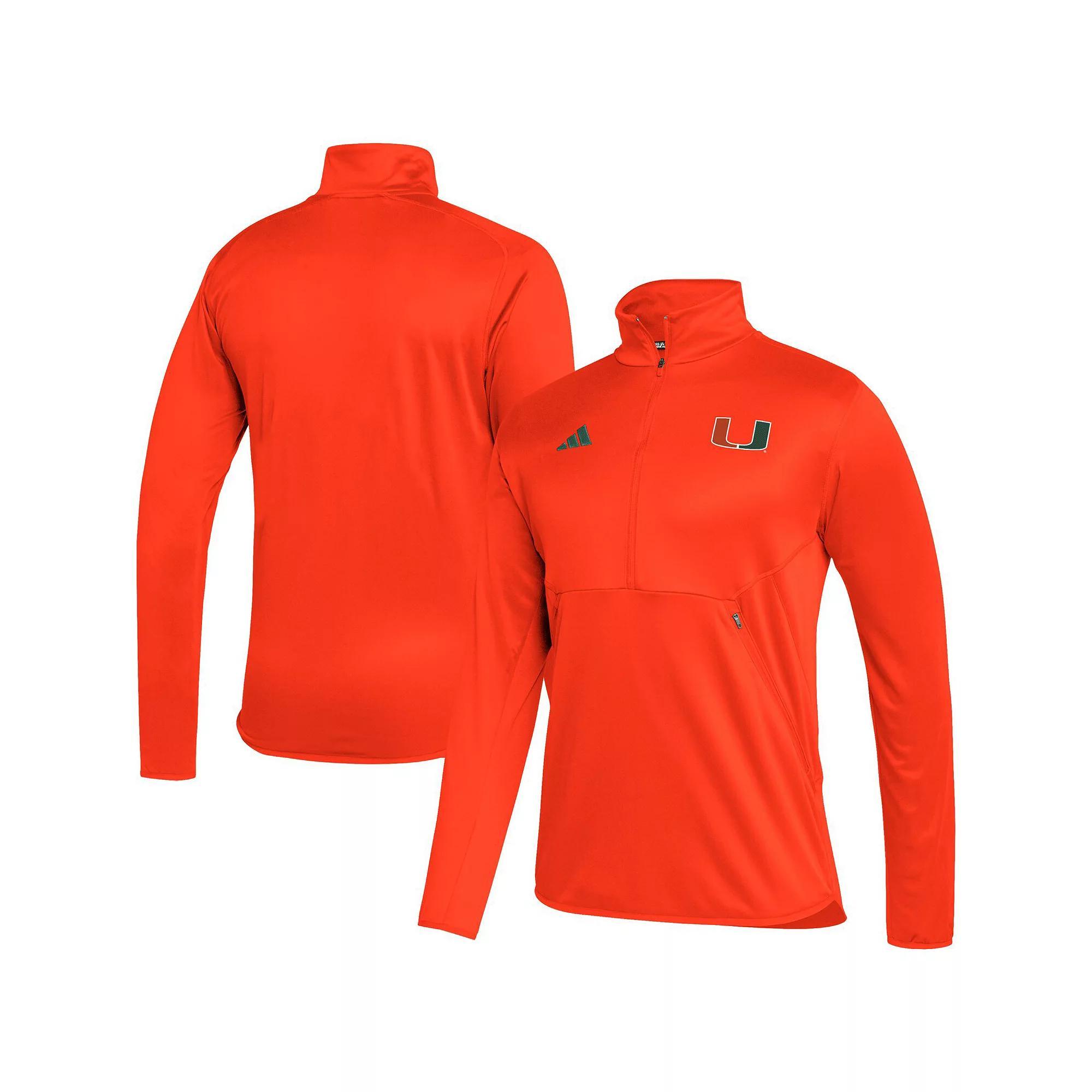 Men's adidas Orange Miami Hurricanes 2023 Sideline AEROREADY Half-Zip Top,  Product Image