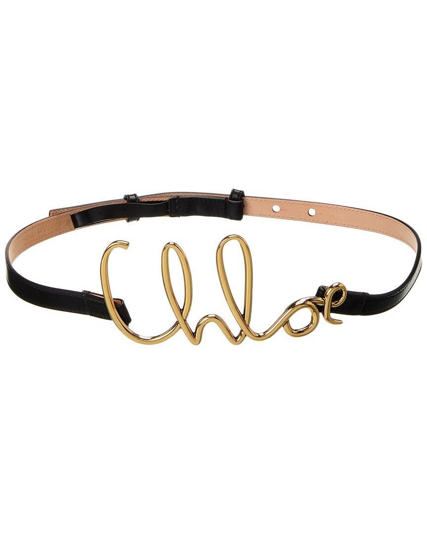 CHLOÉ Iconic Small Leather Belt In Black Product Image