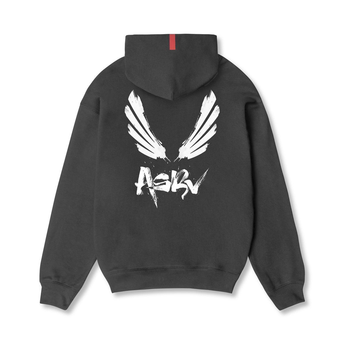 0874. Tech-Terry™ Zip Pocket Hoodie - Space Grey/White "Brush Wings/ASRV" Product Image